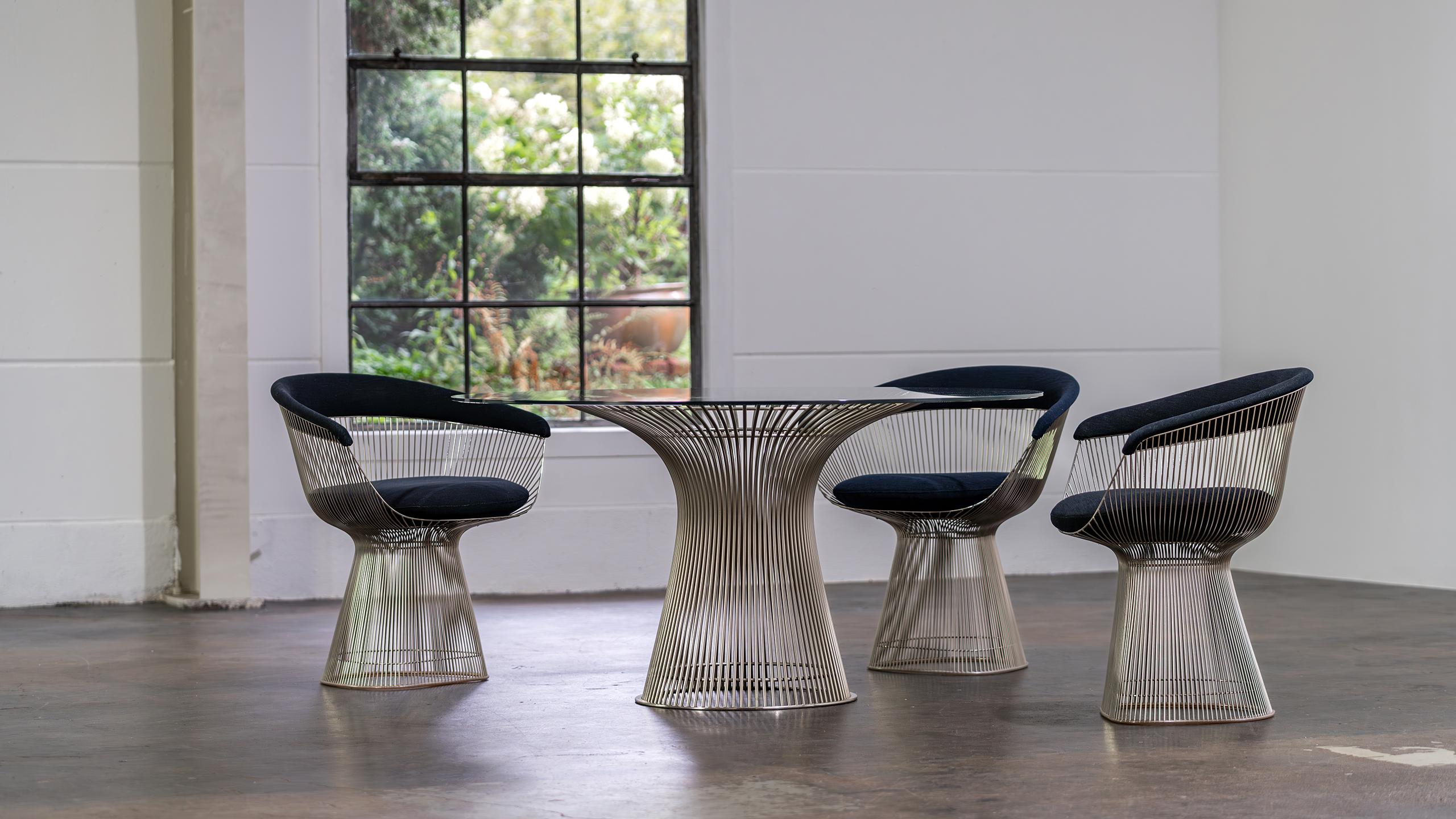 Hand-Crafted Warren Platner 6x Wire Dining Group Chair & Table 1966 for Knoll International For Sale