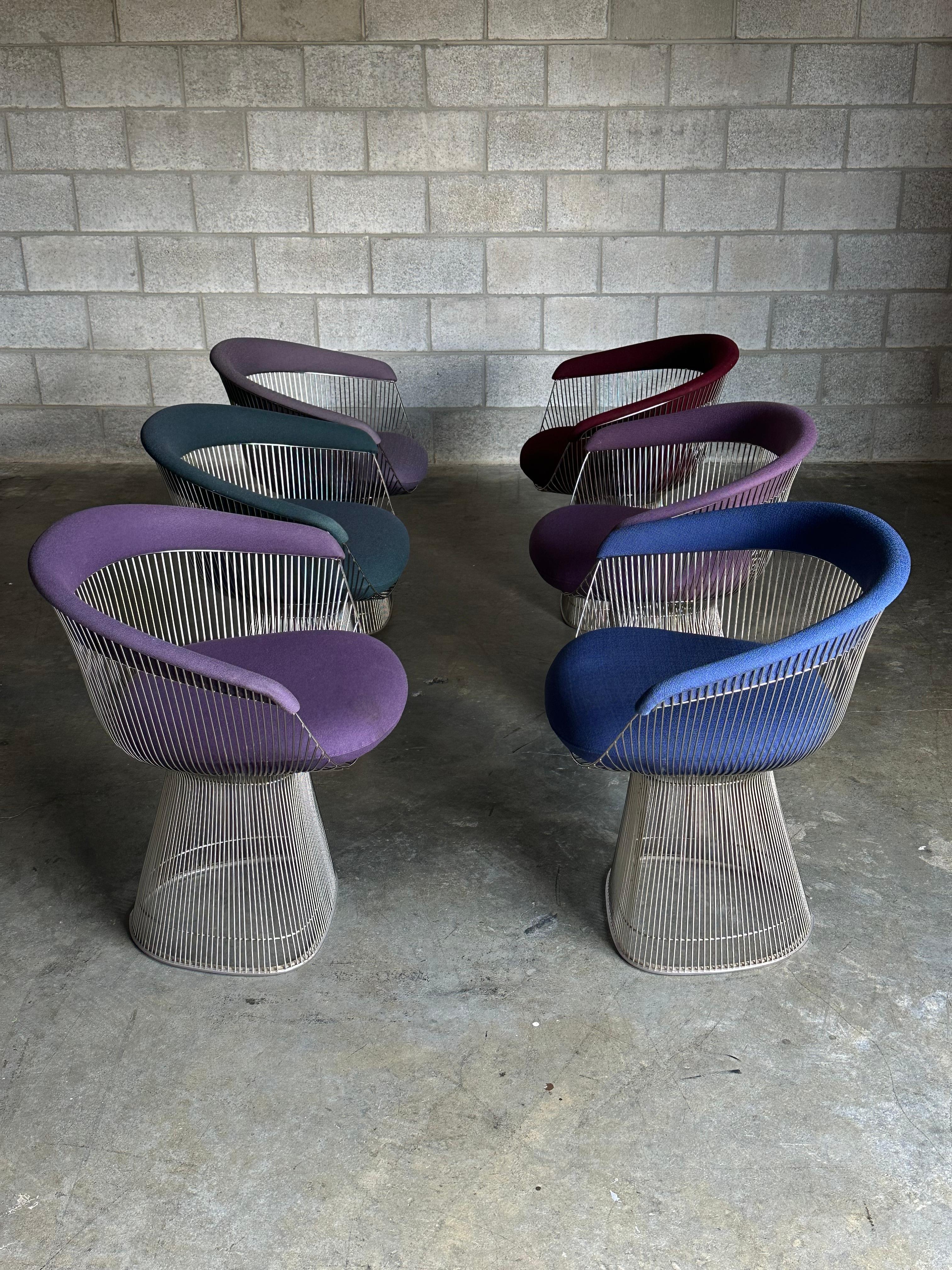 Mid-Century Modern Warren Platner Arm Chairs for Knoll- Set of 6 For Sale