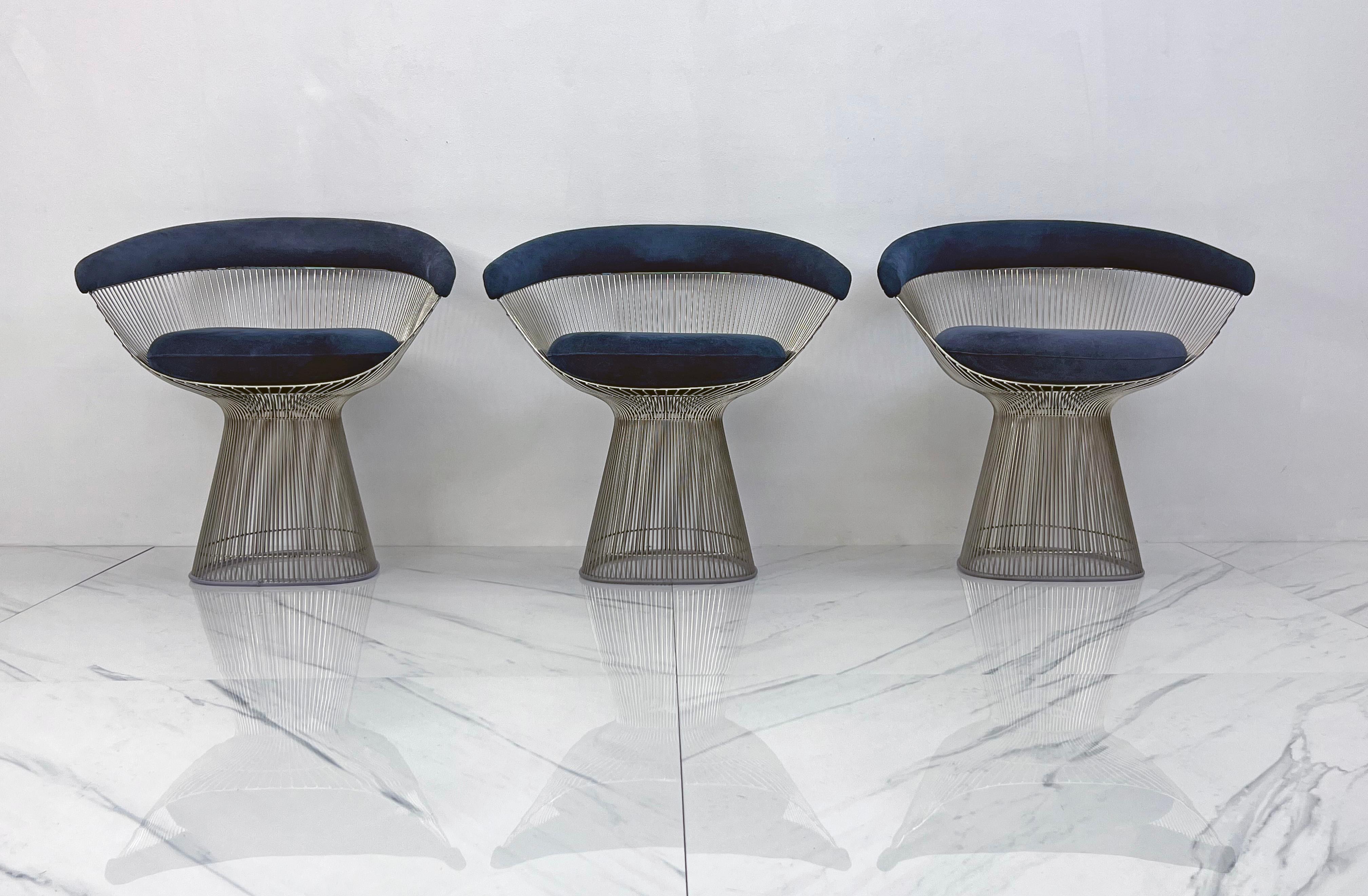 Available right now we have 3 Warren Platner Chairs. Priced per chair these chairs are a sublime fusion of opulence and iconic design that are timelessly chic. Crafted to perfection, these lounge chairs are not merely pieces of furniture; they are