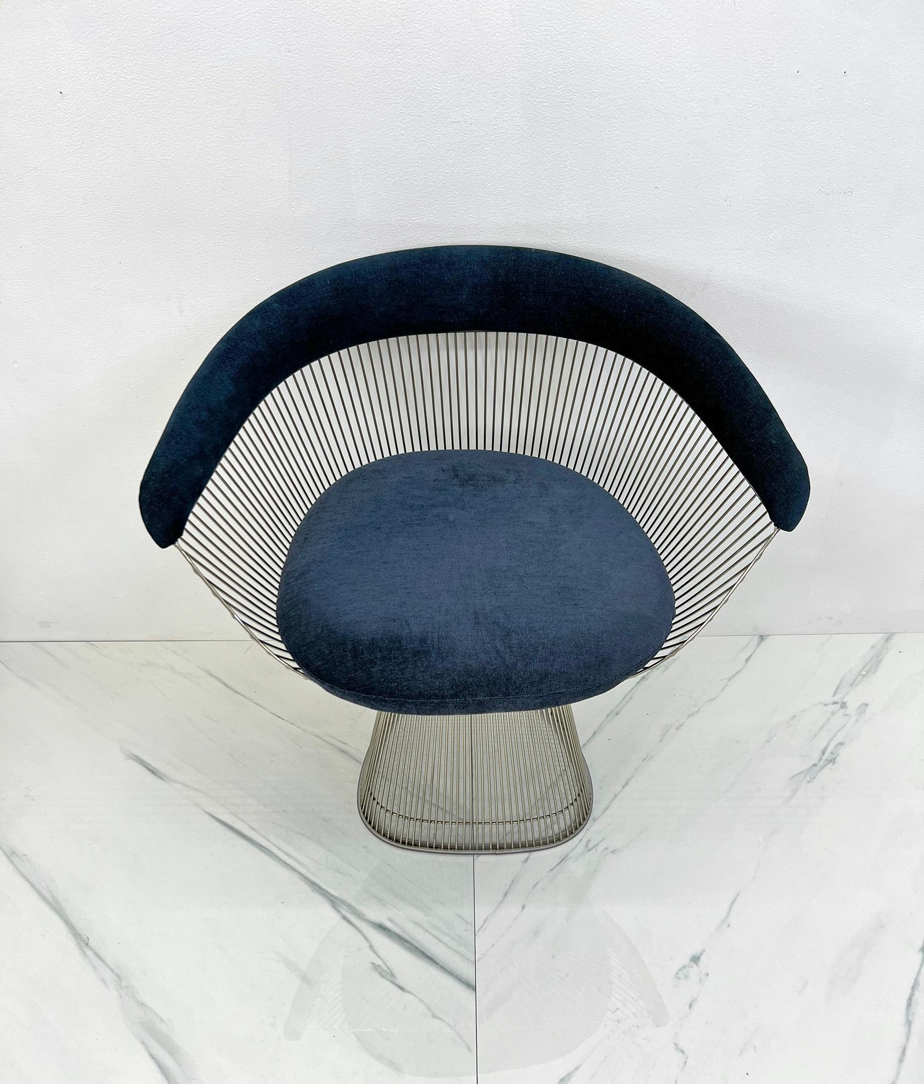 Mid-20th Century Warren Platner Arm Chairs in Sapphire Velvet  For Sale