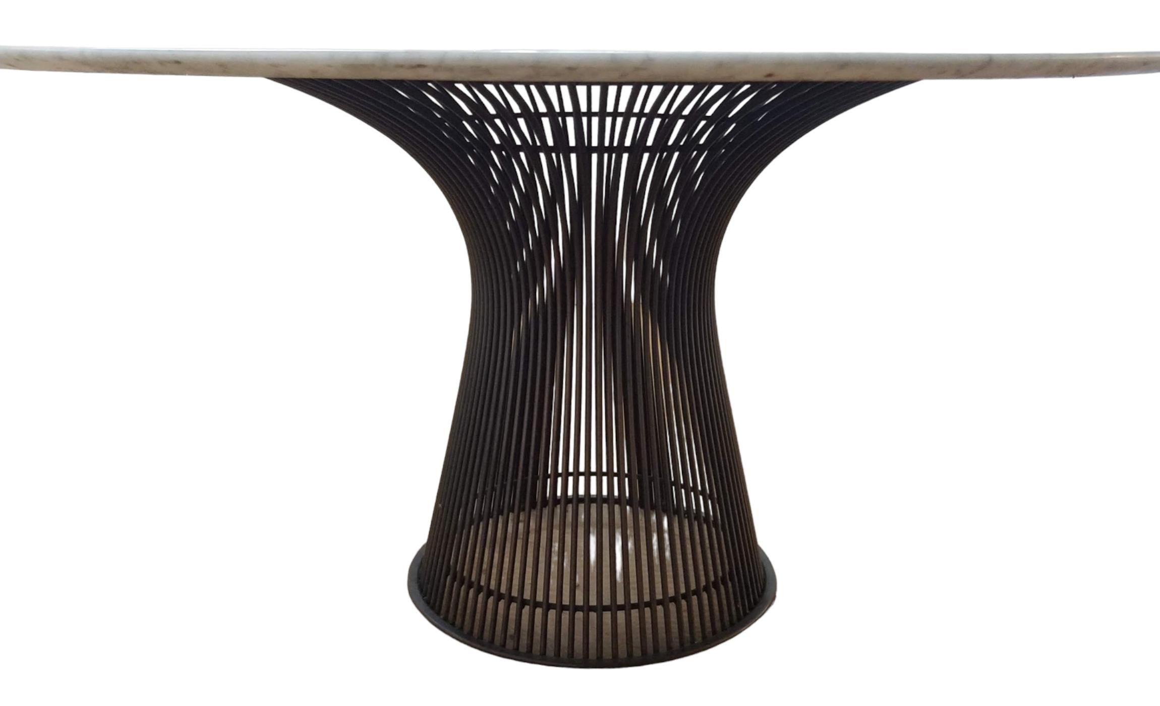 Warren Platner Bronze Base Arabescato Marble Top Dining Table for Knoll, 1960s In Good Condition In Camden, ME
