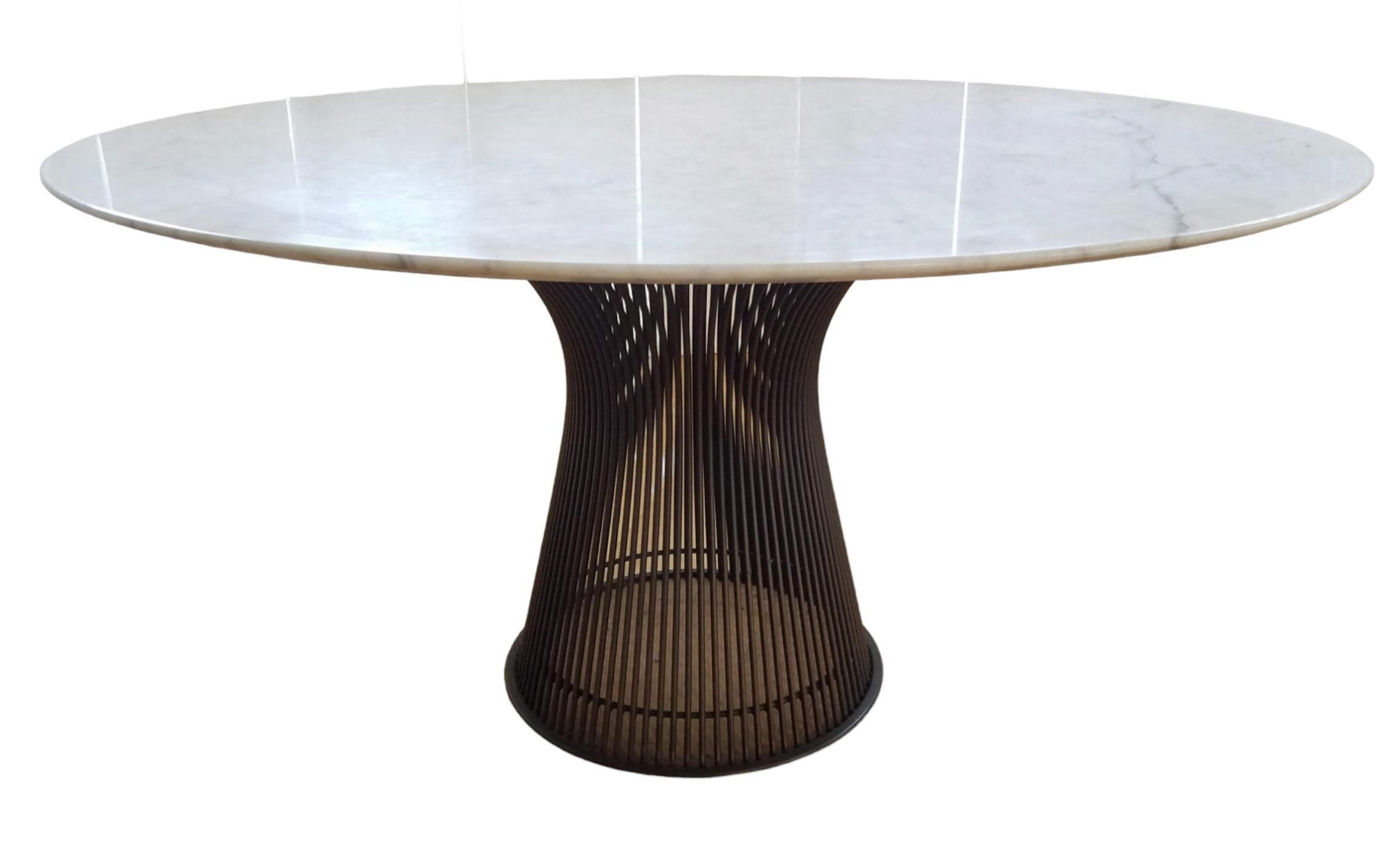 Mid-20th Century Warren Platner Bronze Base Arabescato Marble Top Dining Table for Knoll, 1960s