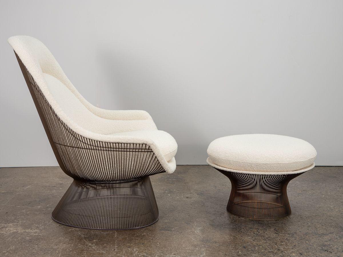 20th Century Warren Platner Bronze Easy Chair and Ottoman For Sale