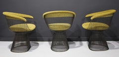 Warren Platner Bronze Frame Dining Chairs in Donghia Upholstery