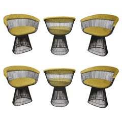 Warren Platner Bronze Frame Dining Chairs in Donghia Upholstery