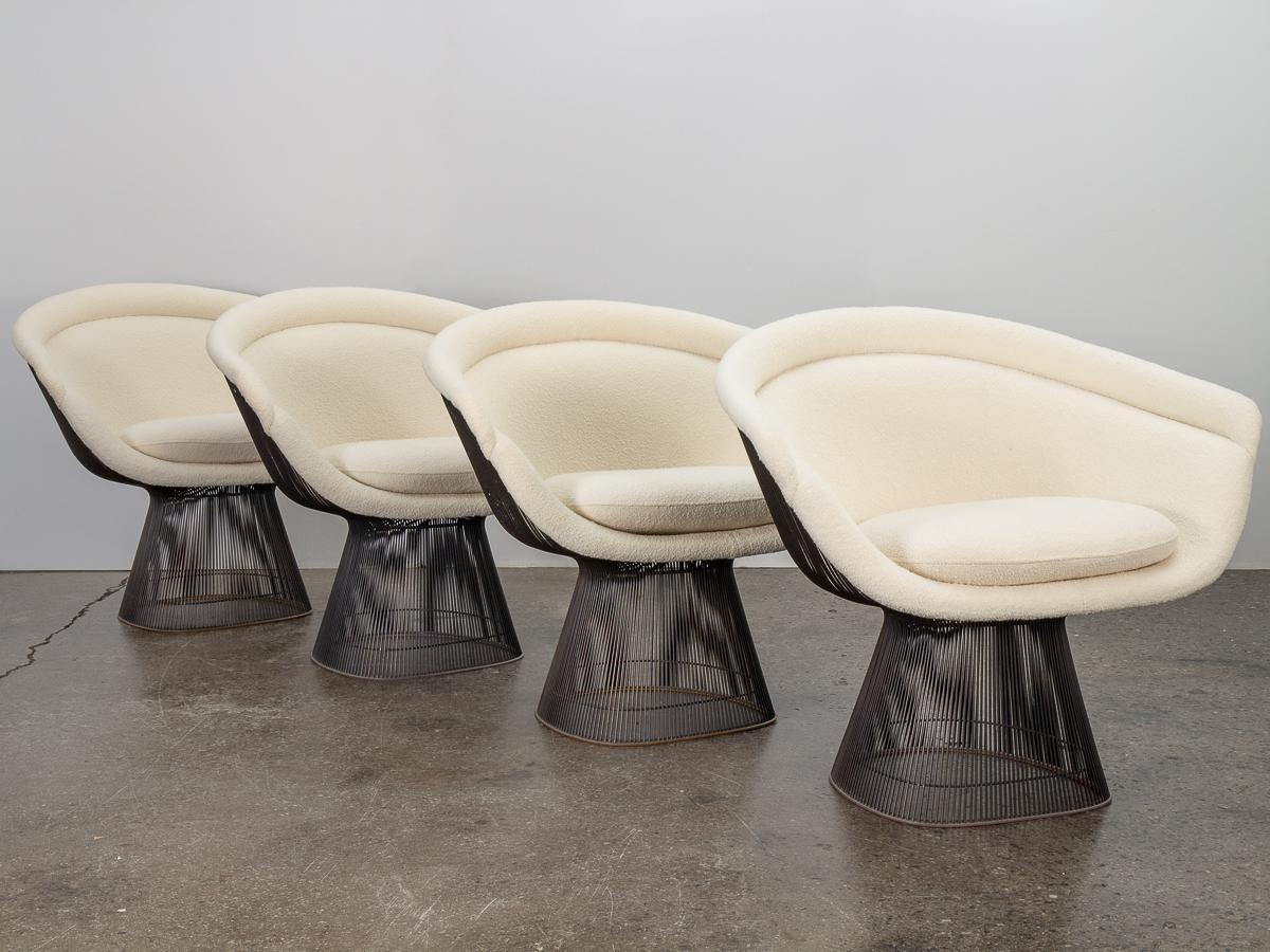 Warren Platner Bronze Lounge Chairs in Knoll Boucle 3