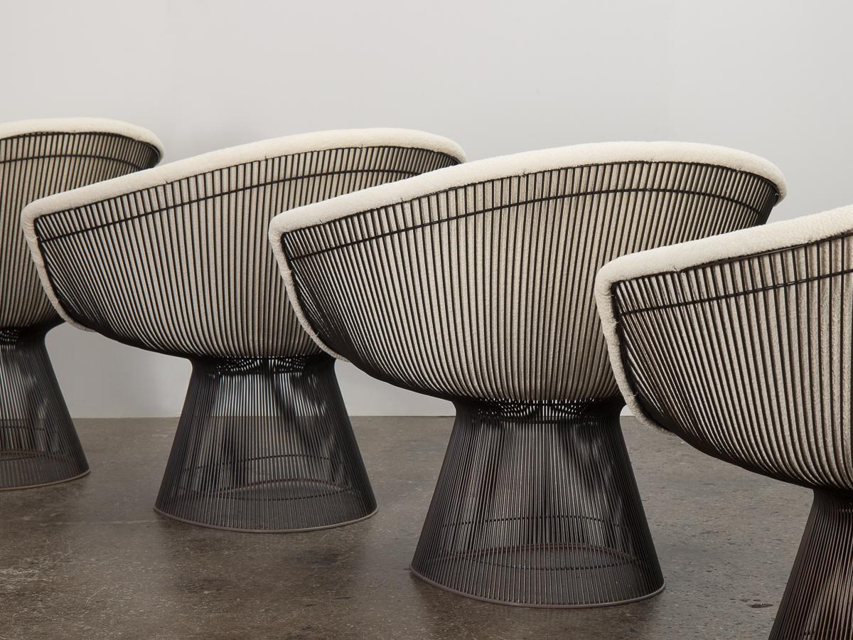 Warren Platner Bronze Lounge Chairs in Knoll Boucle 4