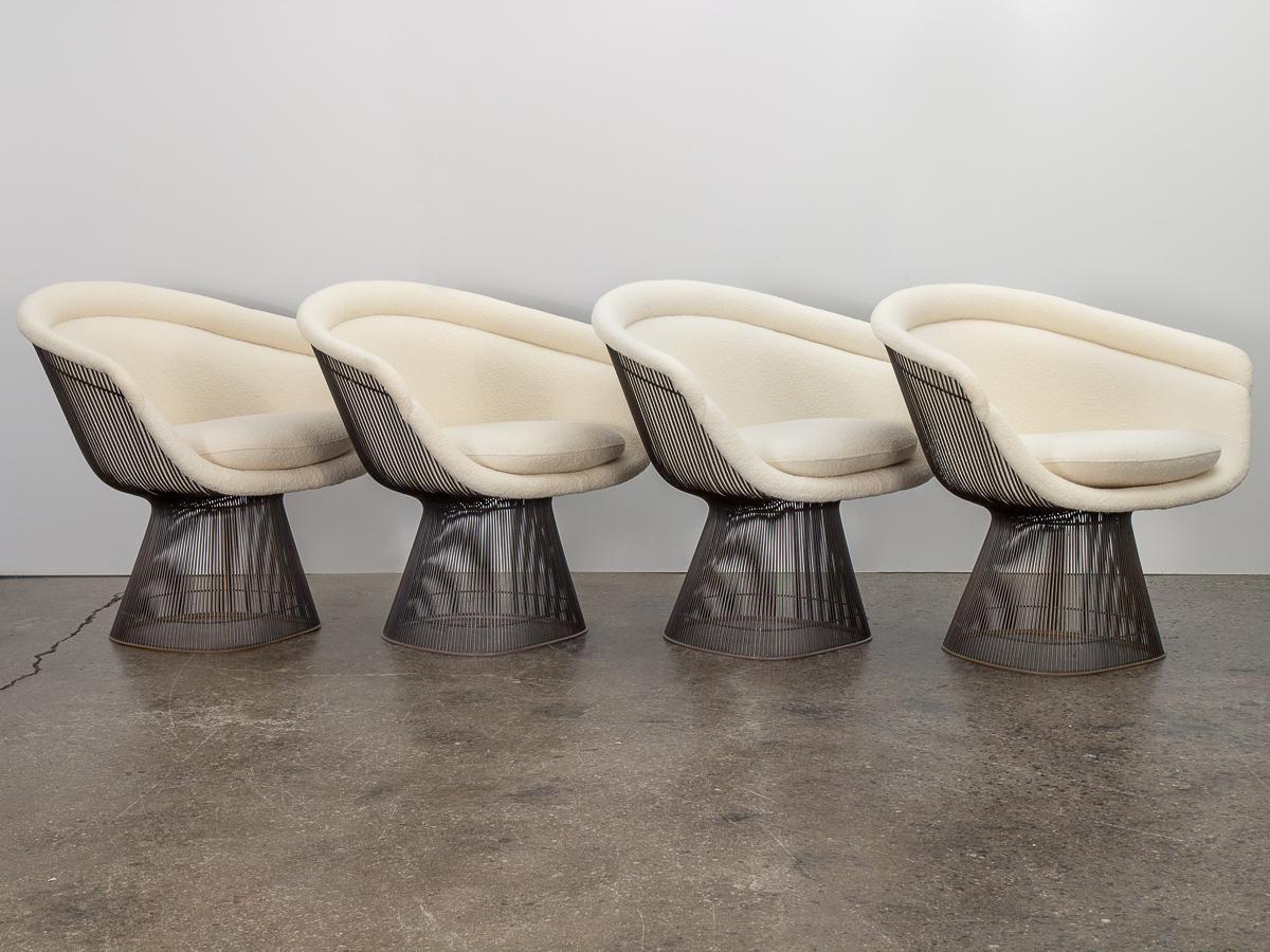 Mid-20th Century Warren Platner Bronze Lounge Chairs in Knoll Boucle