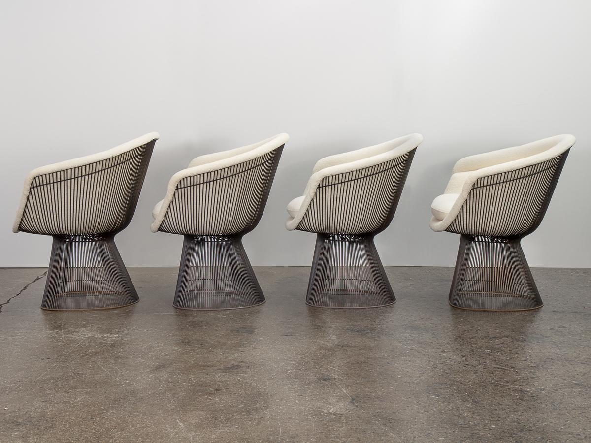 Warren Platner Bronze Lounge Chairs in Knoll Boucle 2
