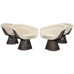 Vintage Warren Platner Bronze Lounge Chairs in Knoll Boucle