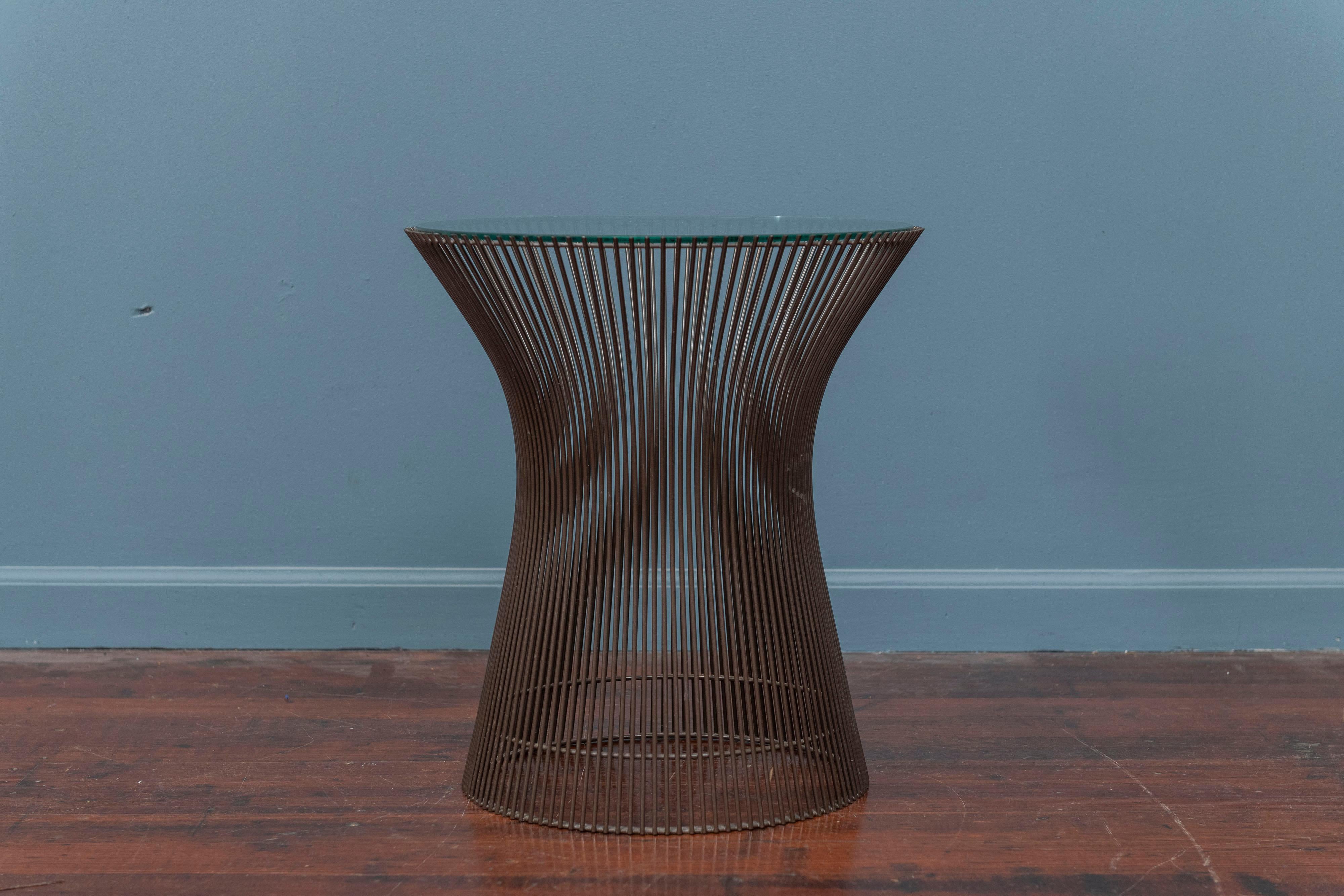 Walter Platner design bronze finish side table for Knoll with a new glass top.