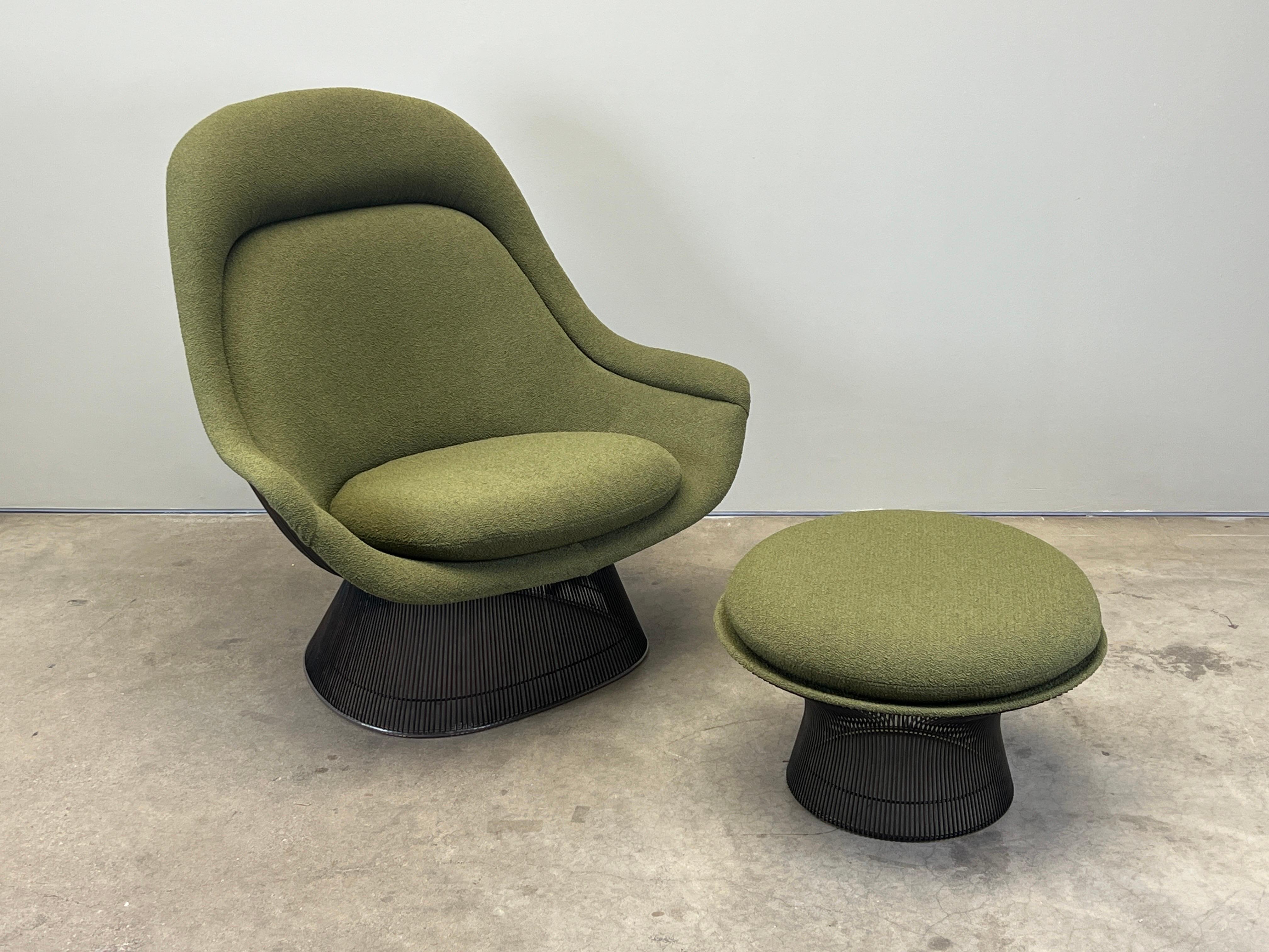 Warren Platner Bronze Throne Lounge chair and Ottoman For Sale 11