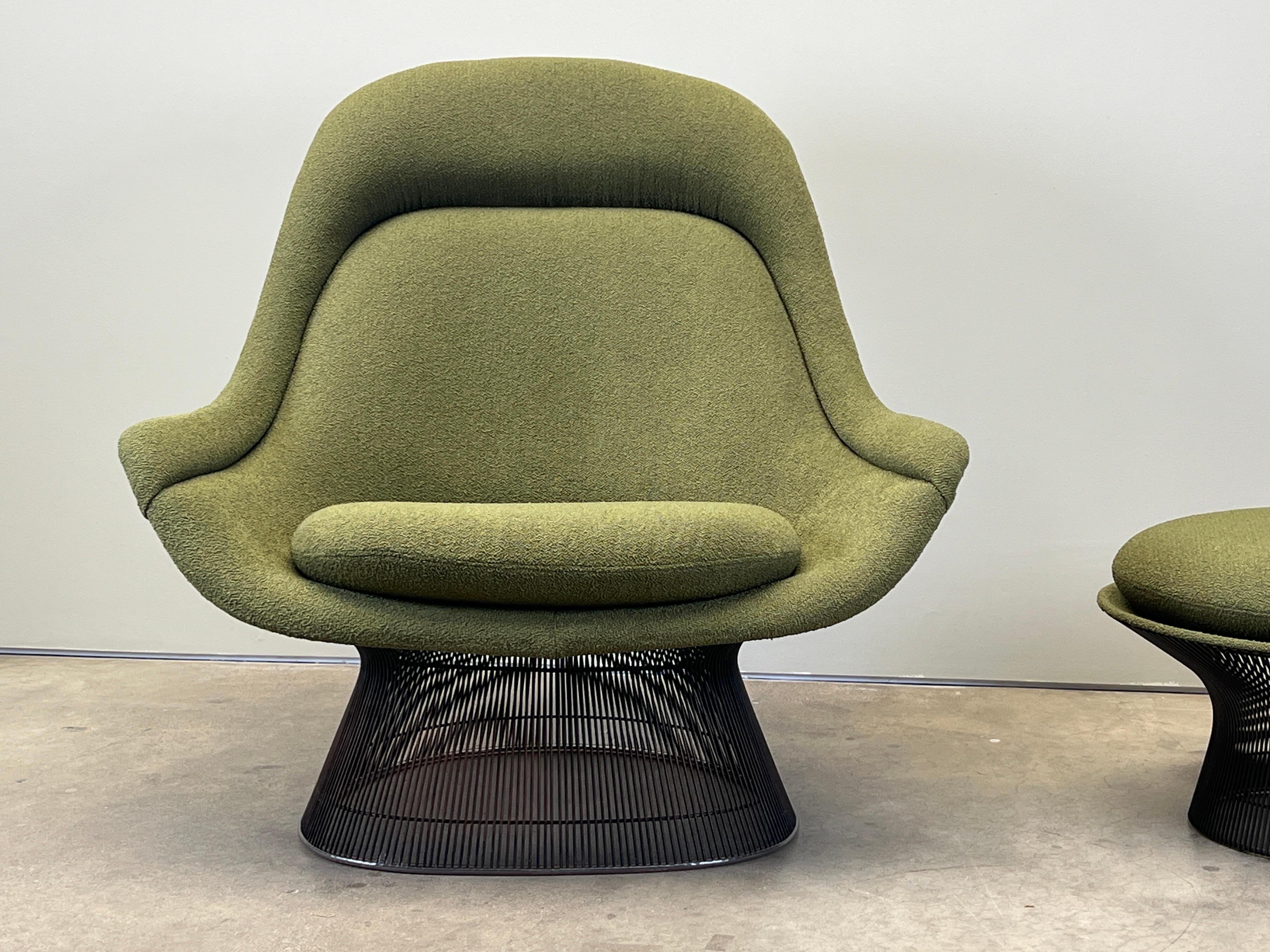 Warren Platner Bronze Throne Lounge chair and Ottoman For Sale 12