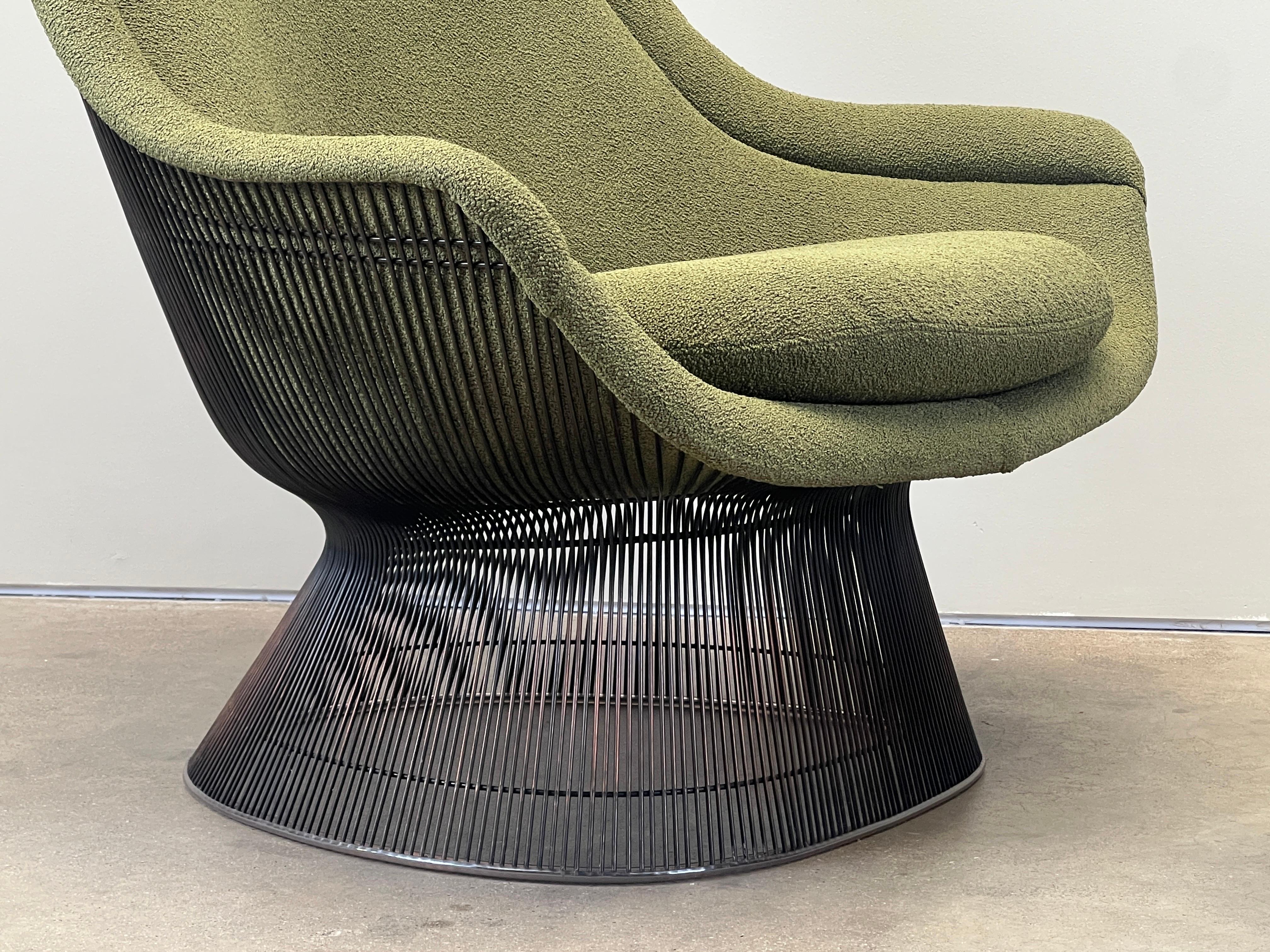 Warren Platner Bronze Throne Lounge chair and Ottoman In Good Condition For Sale In Dallas, TX