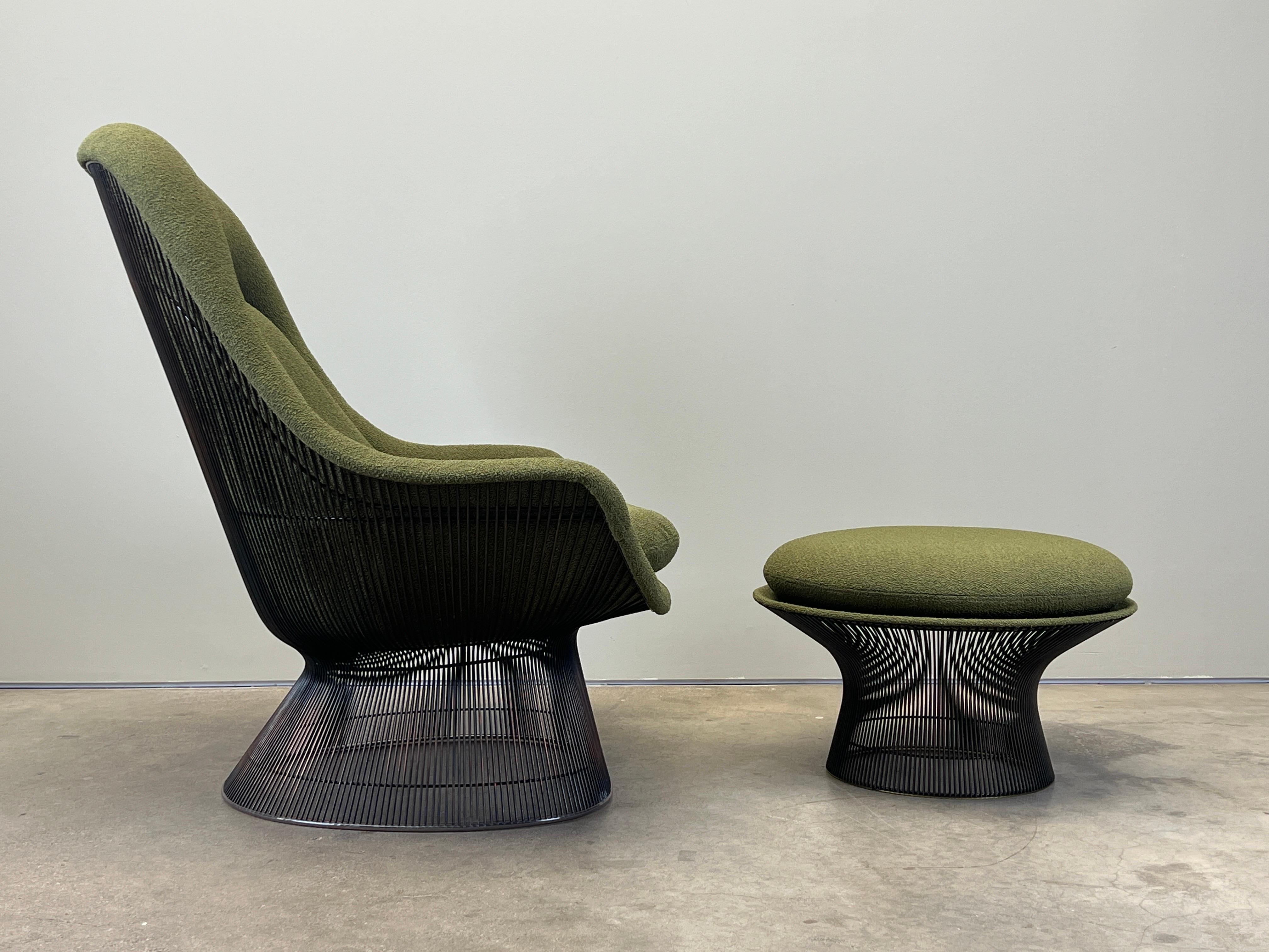 Warren Platner Bronze Throne Lounge chair and Ottoman For Sale 2
