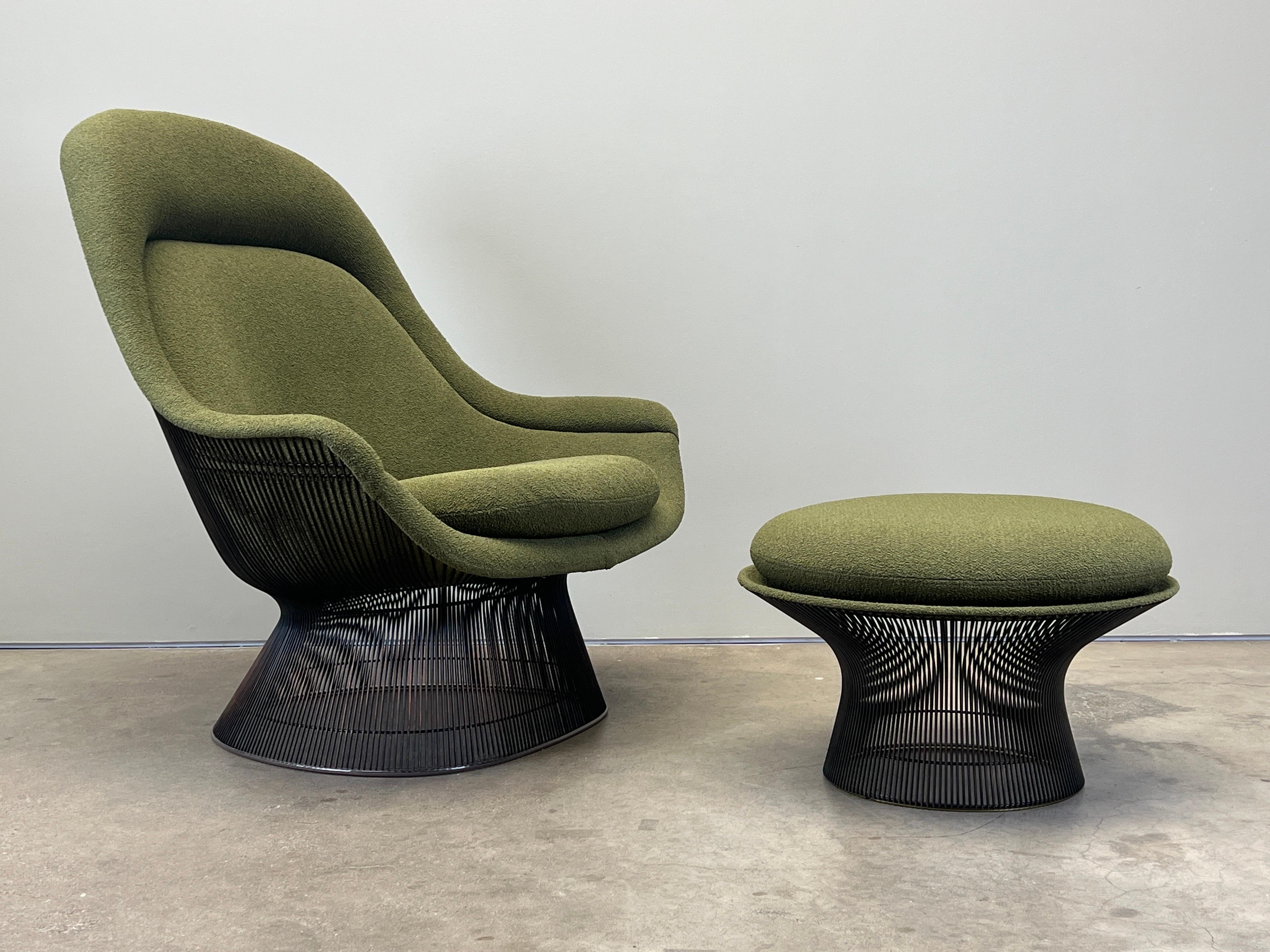 Warren Platner Bronze Throne Lounge chair and Ottoman For Sale 3