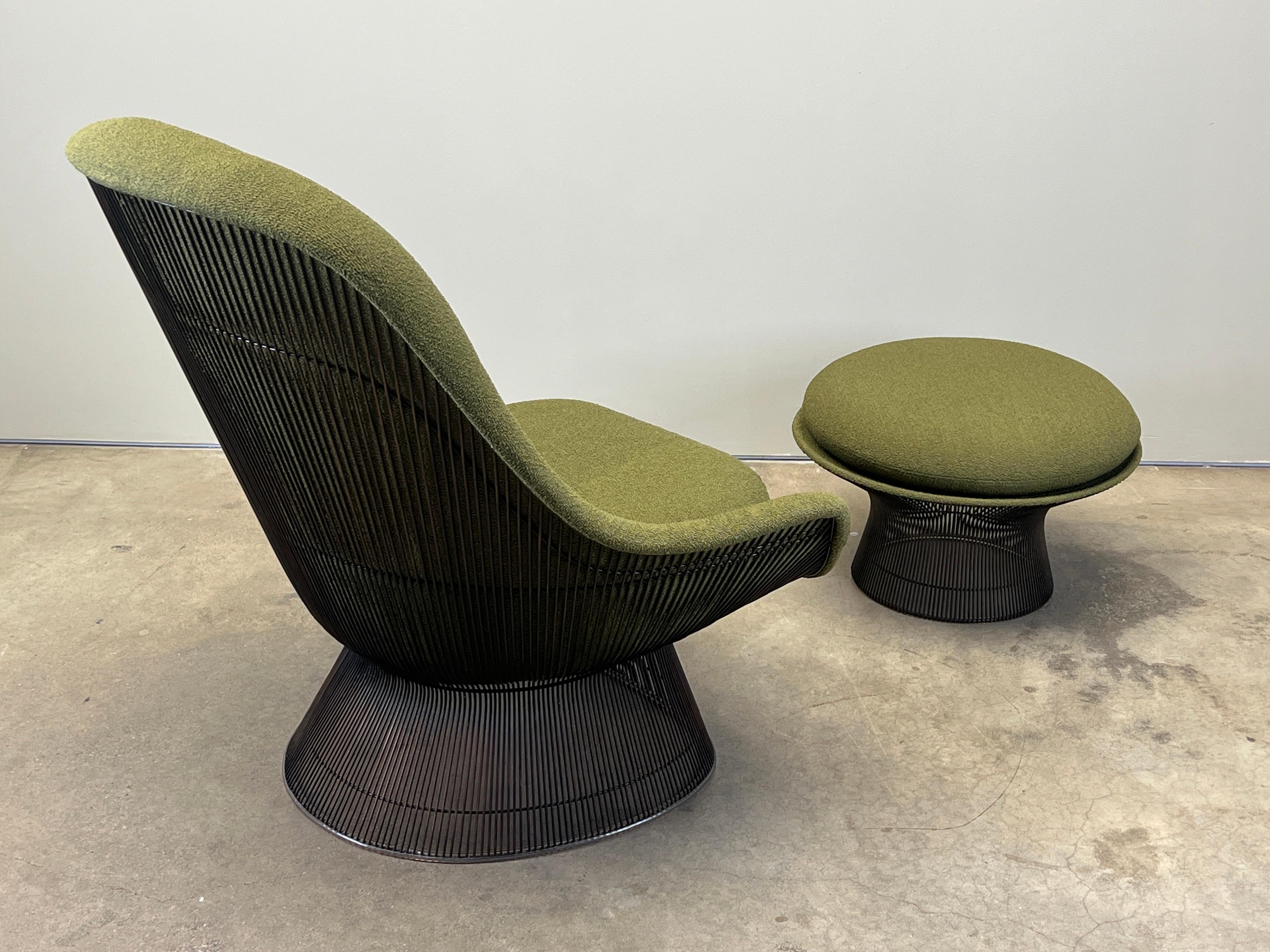 Warren Platner Bronze Throne Lounge chair and Ottoman For Sale 4