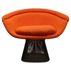 Warren Platner Bronze Wire Lounge Chair in Orange for Knoll Associates