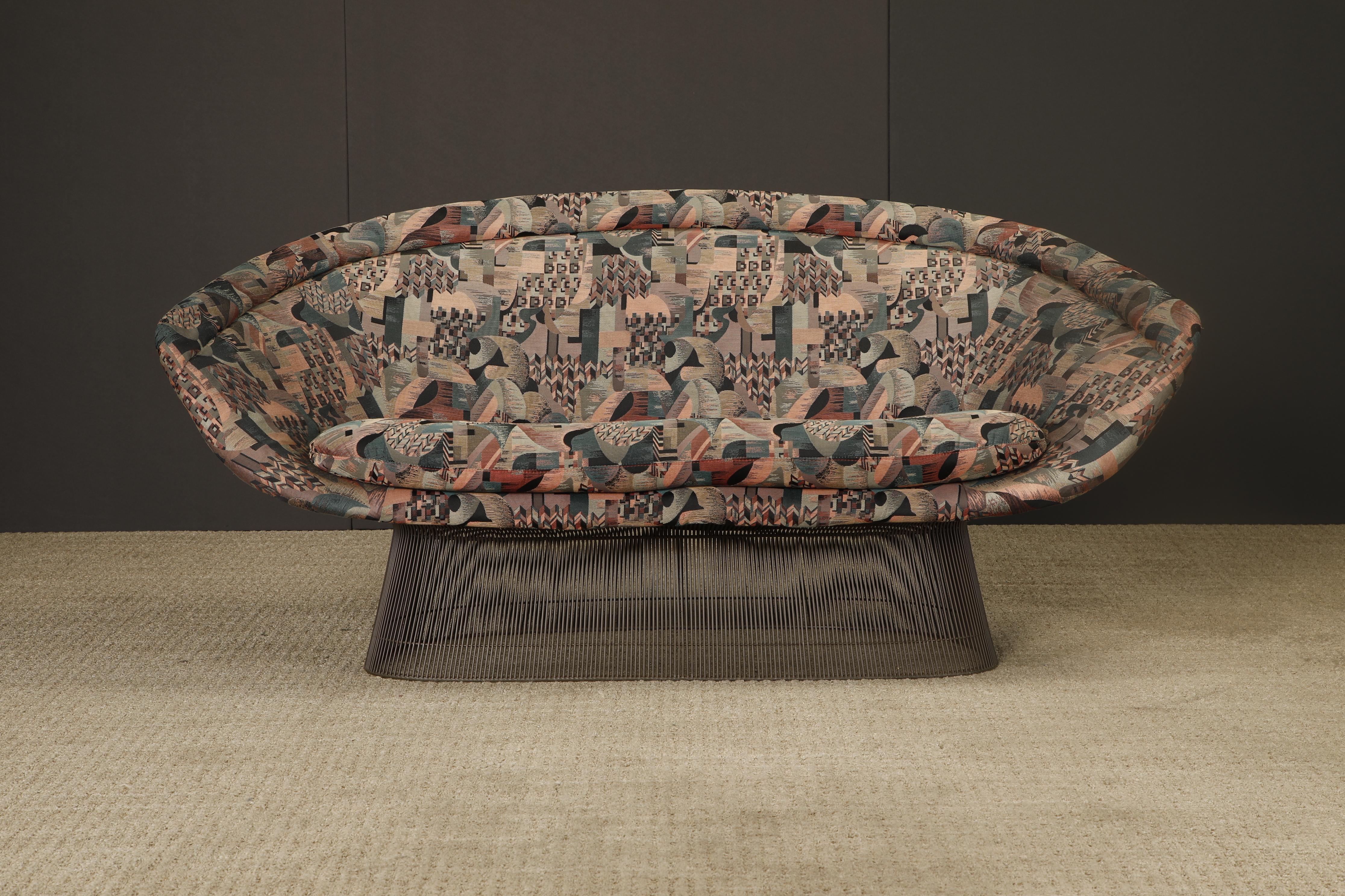 An original Warren Platner for Knoll International sofa, designed in 1966 and produced in the late 1960s–1970s. Part of Platner’s iconic collection that transformed industrial steel rods into sculptural furniture forms, this rare loveseat / sofa