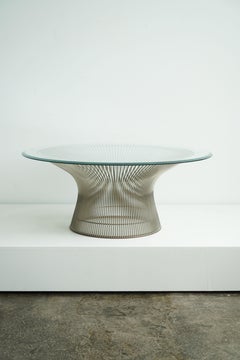 Warren Platner Coffee Table for Knoll in Nickel with Glass Top
