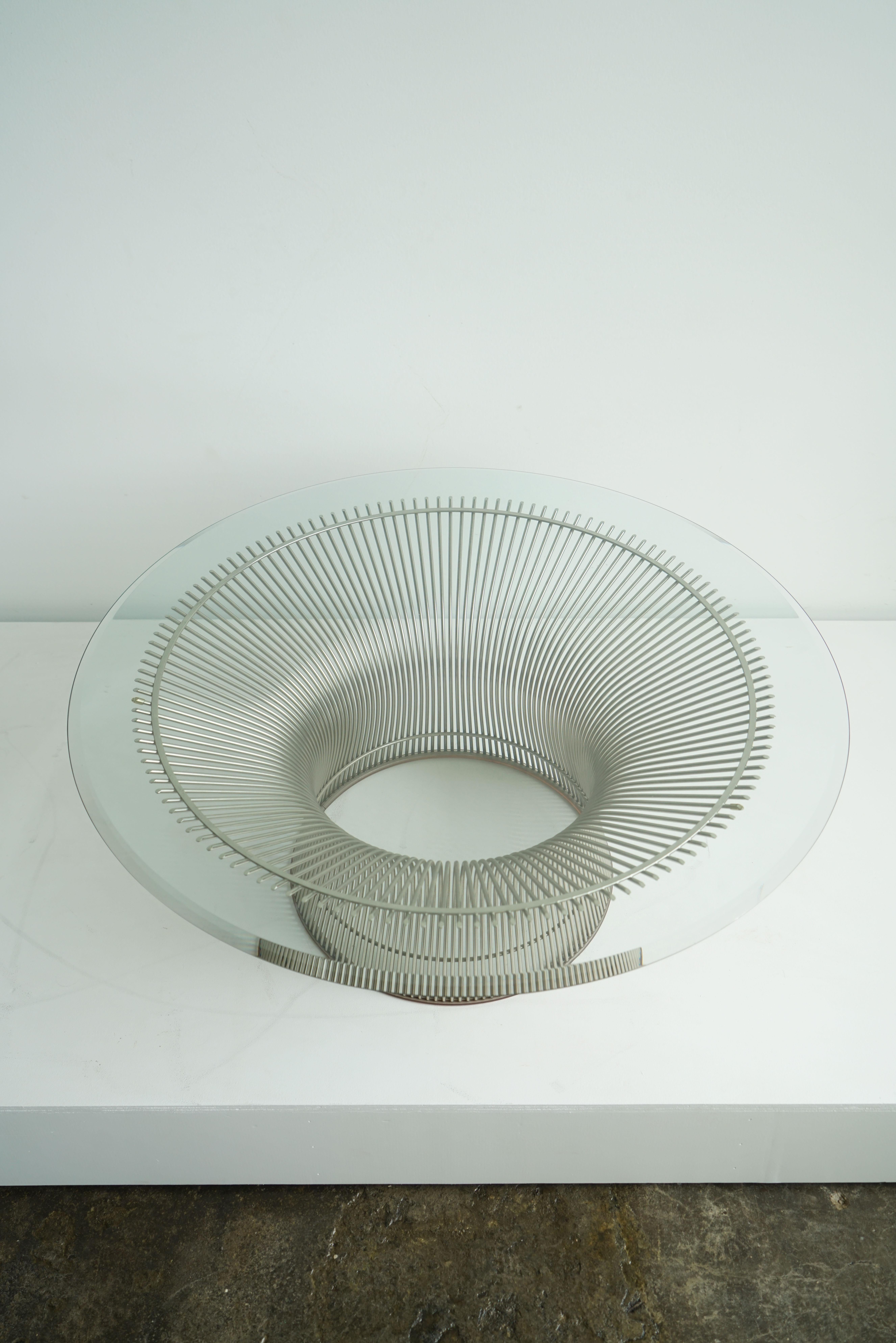 Contemporary Warren Platner Coffee Table for Knoll in Nickel with Glass Top For Sale