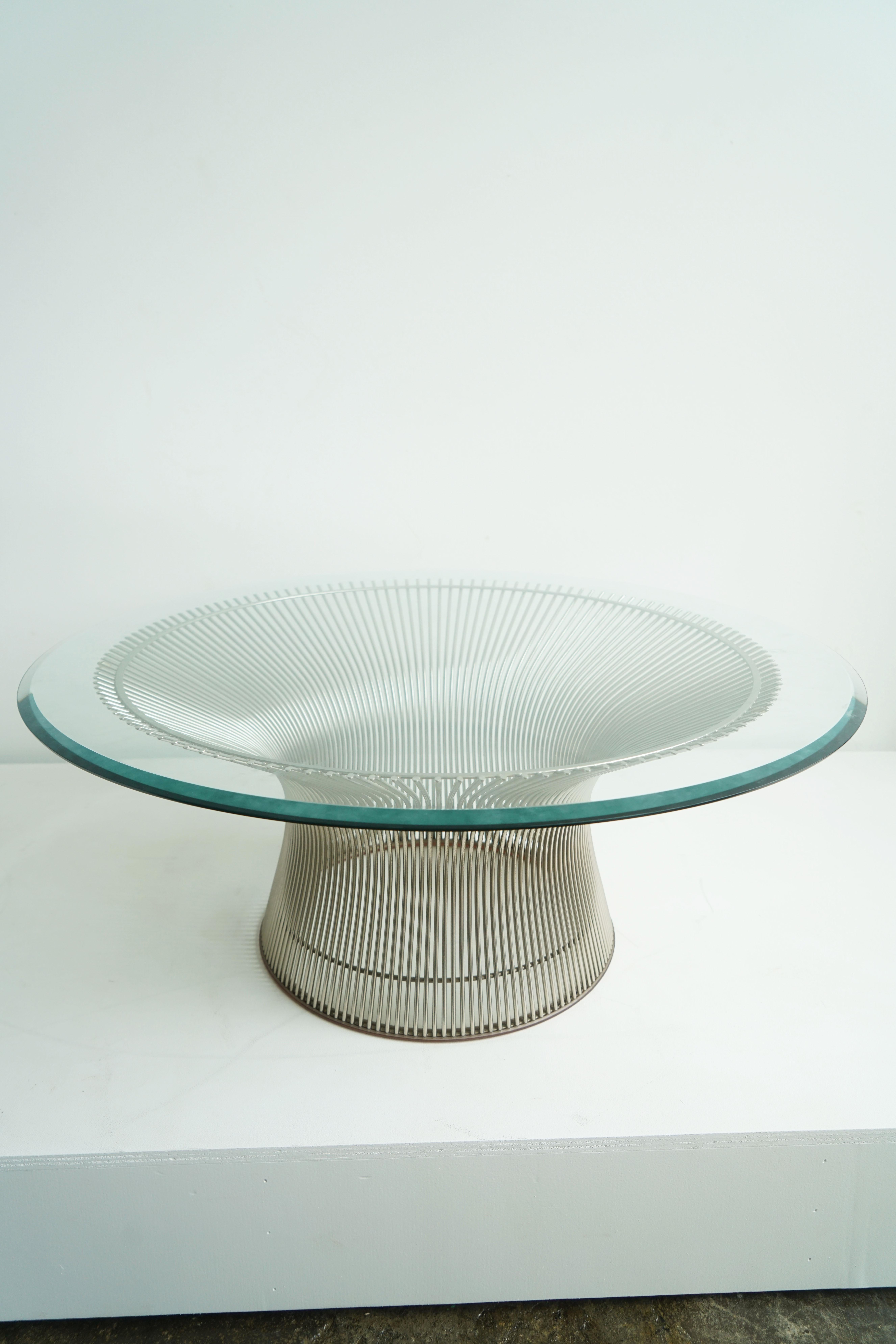 Warren Platner Coffee Table for Knoll in Nickel with Glass Top For Sale 1
