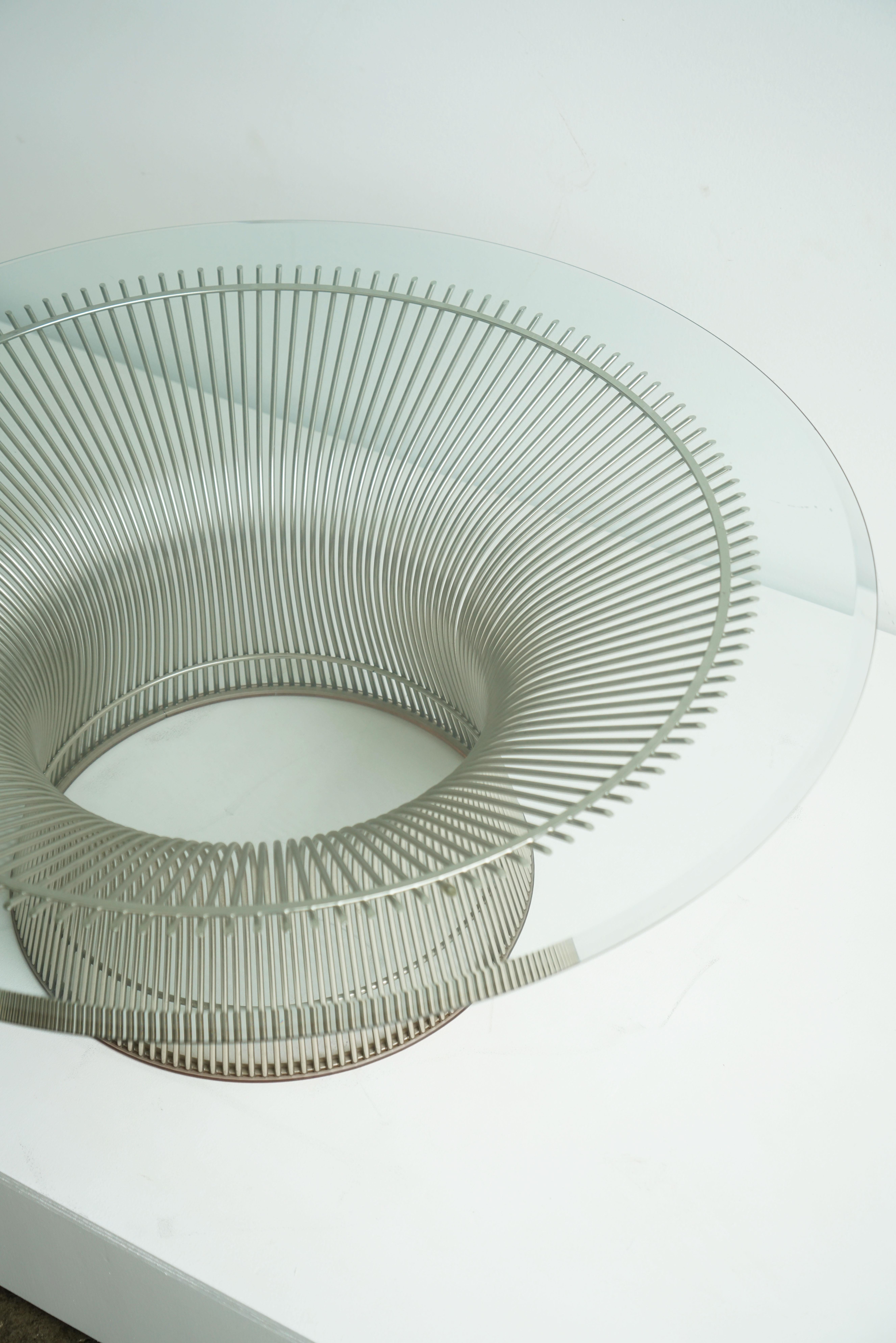 Tavolino Warren Platner per Knoll in nichel con piano in vetro da 36 pollici in vendita 1