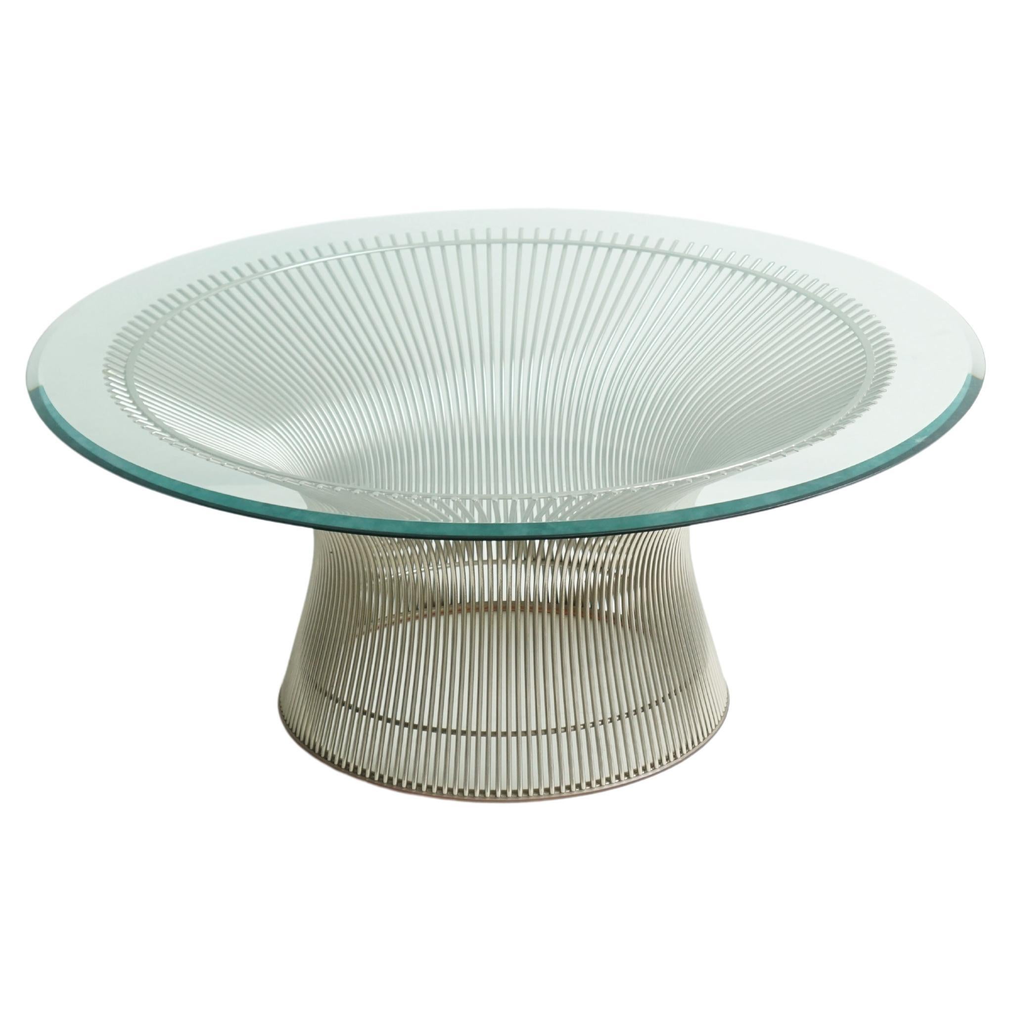 Warren Platner Coffee Table for Knoll in Nickel with Glass Top