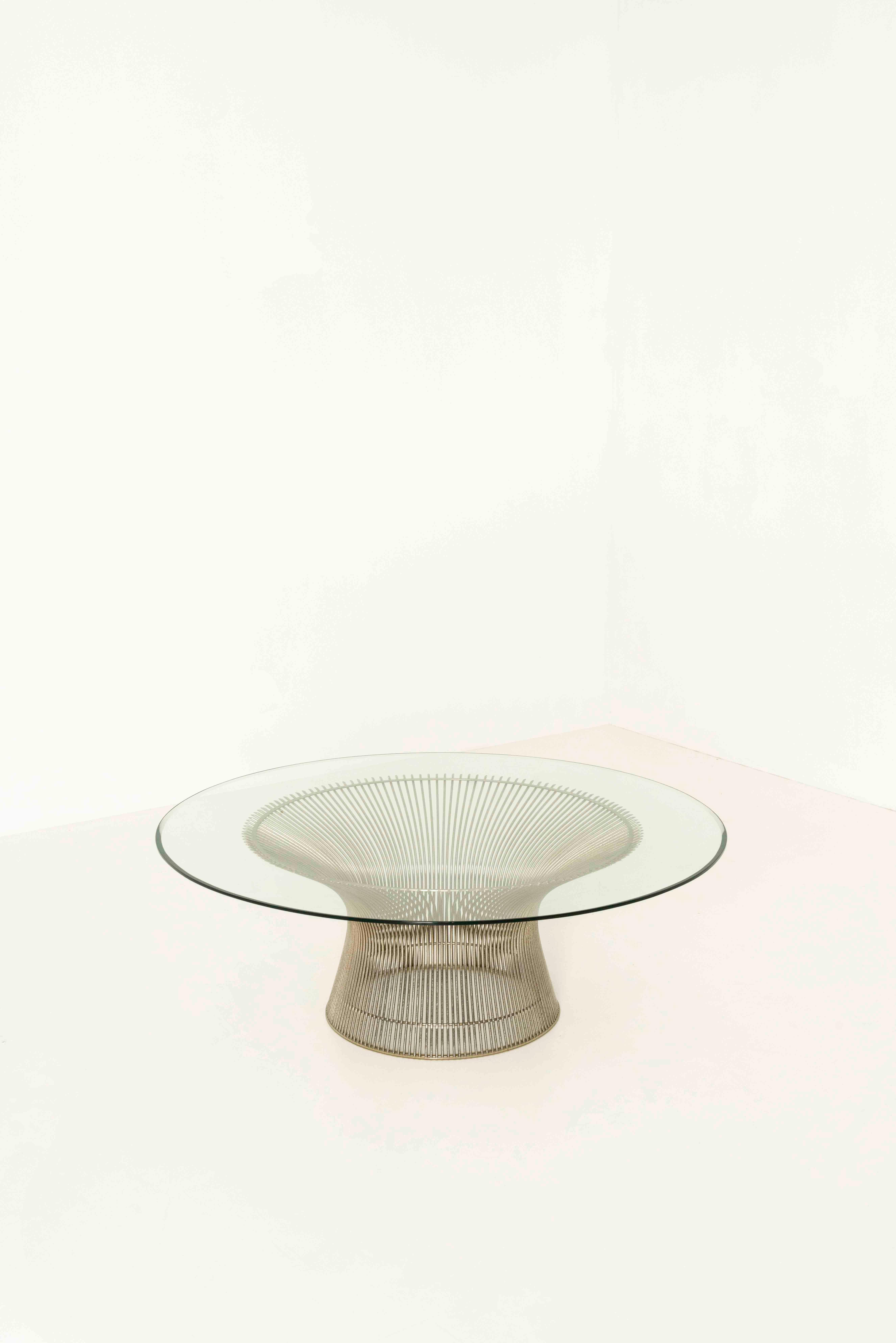 Warren Platner Coffee Table for Knoll with Glass and Nickel, USA 1970s 4