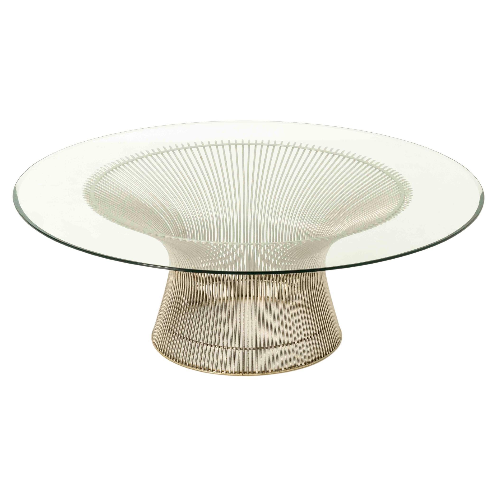 Warren Platner Coffee Table for Knoll with Glass and Nickel, USA 1970s