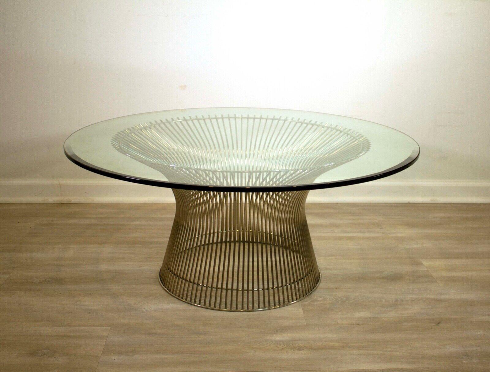 Warren Platner Coffee Table Iconic Vintage Mid-Century Modern Round Glass Top In Good Condition In Keego Harbor, MI