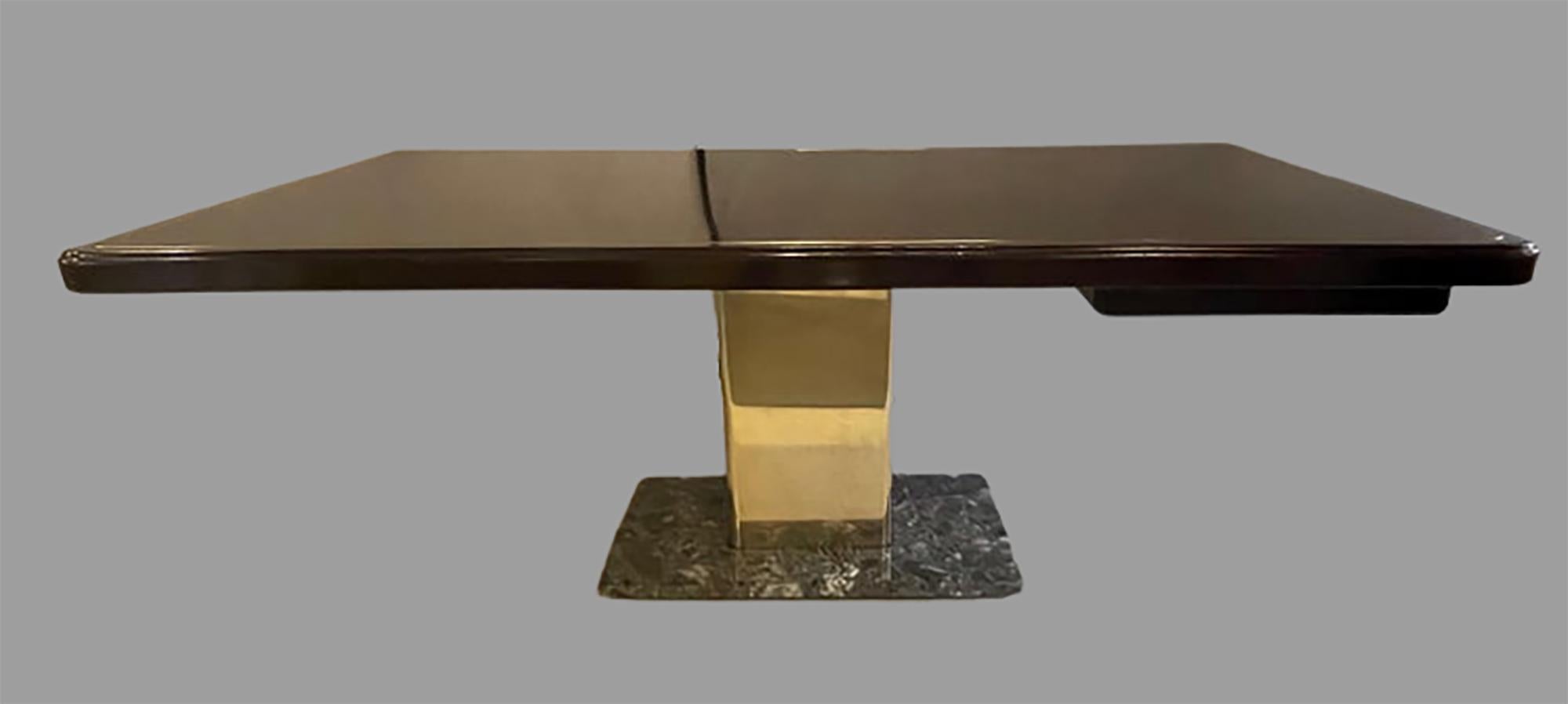 Warren Platner for Knoll desk. Mid-Century Modern on a rosewood, brass and marble base. This large and impressive spectacular executive desk can sit center of any room as a center table or a desk in any the home or office. Designed to be functional