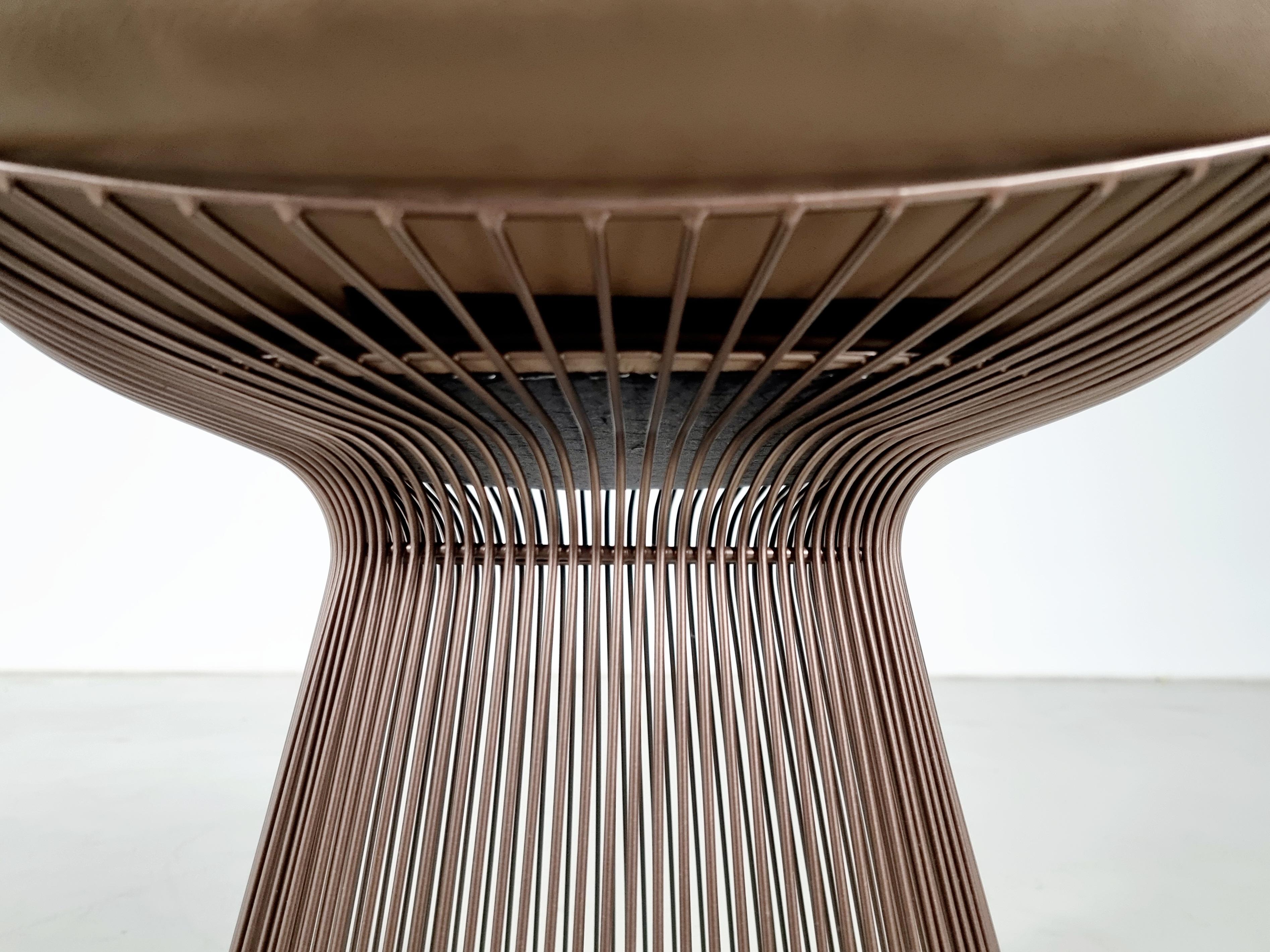 Warren Platner dining chairs in bronze and leather, Knoll International 3