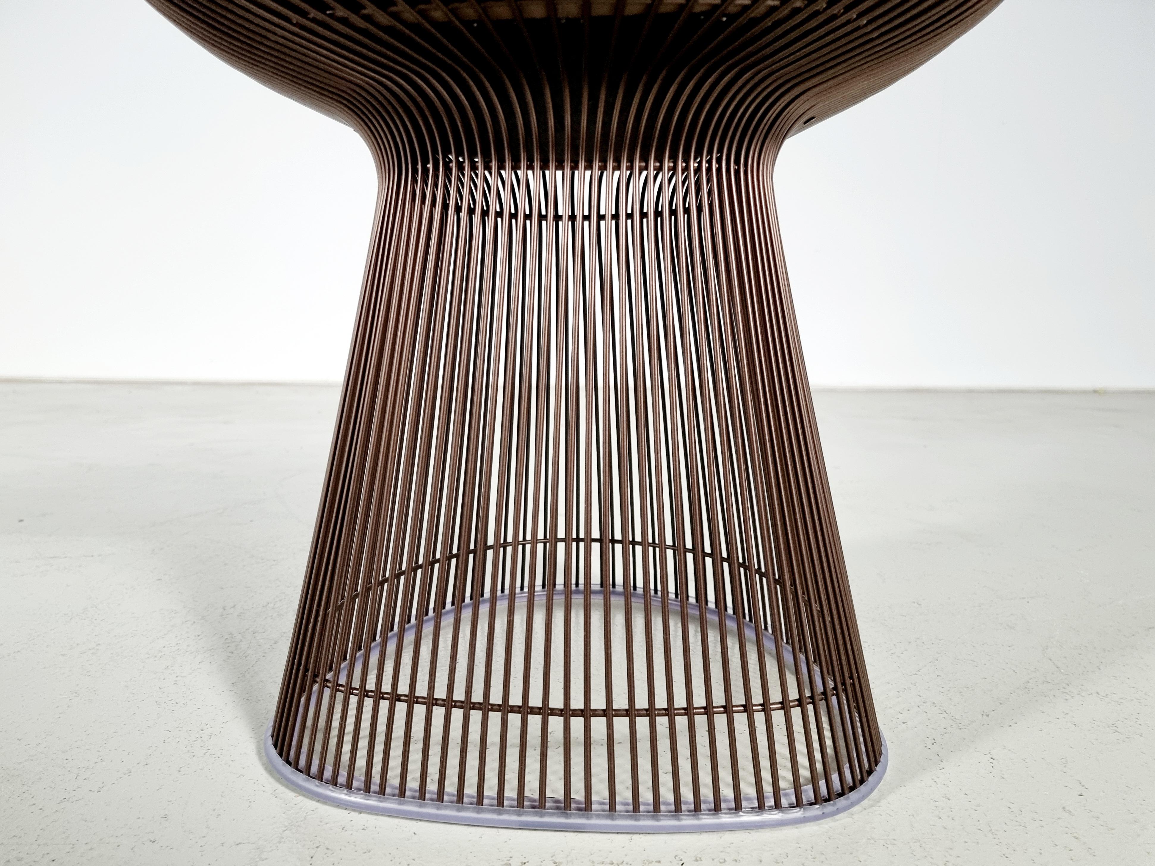 Warren Platner dining chairs in bronze and leather, Knoll International 4