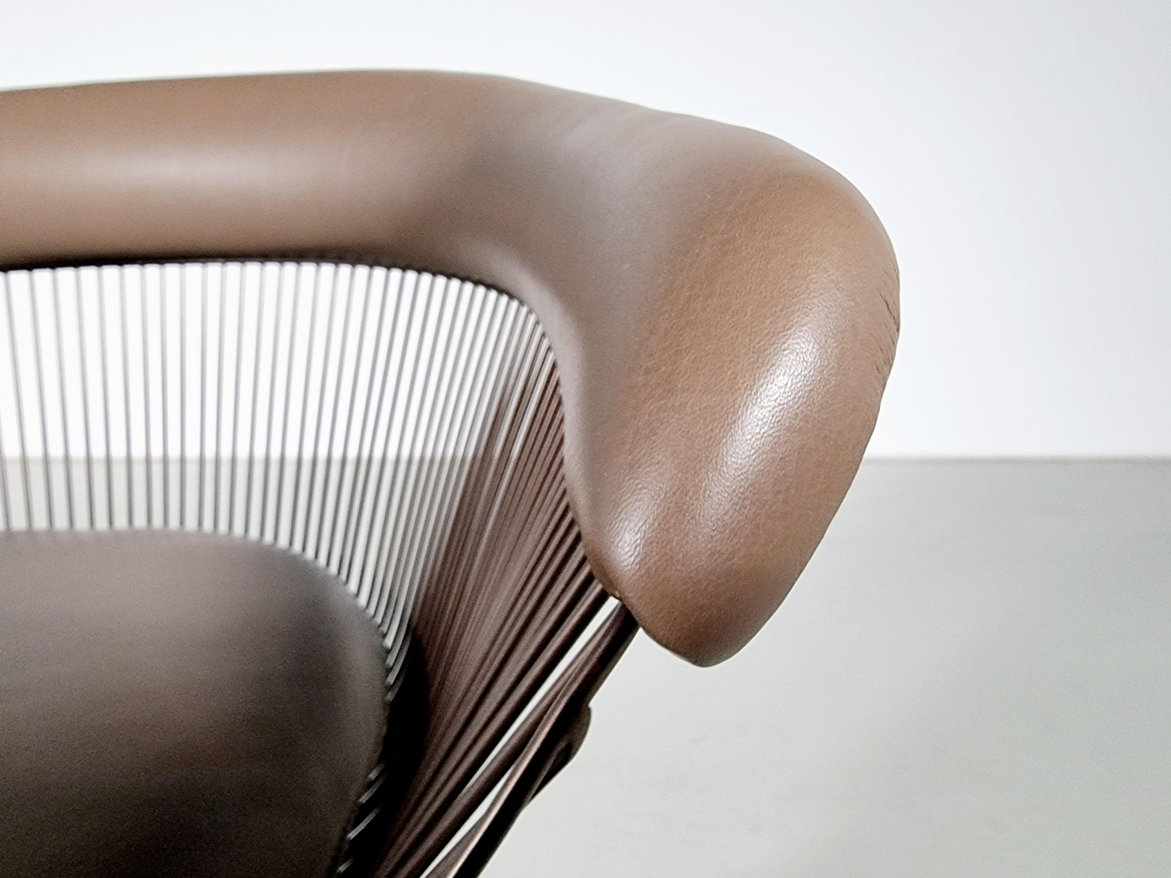 Warren Platner dining chairs in bronze and leather, Knoll International 6
