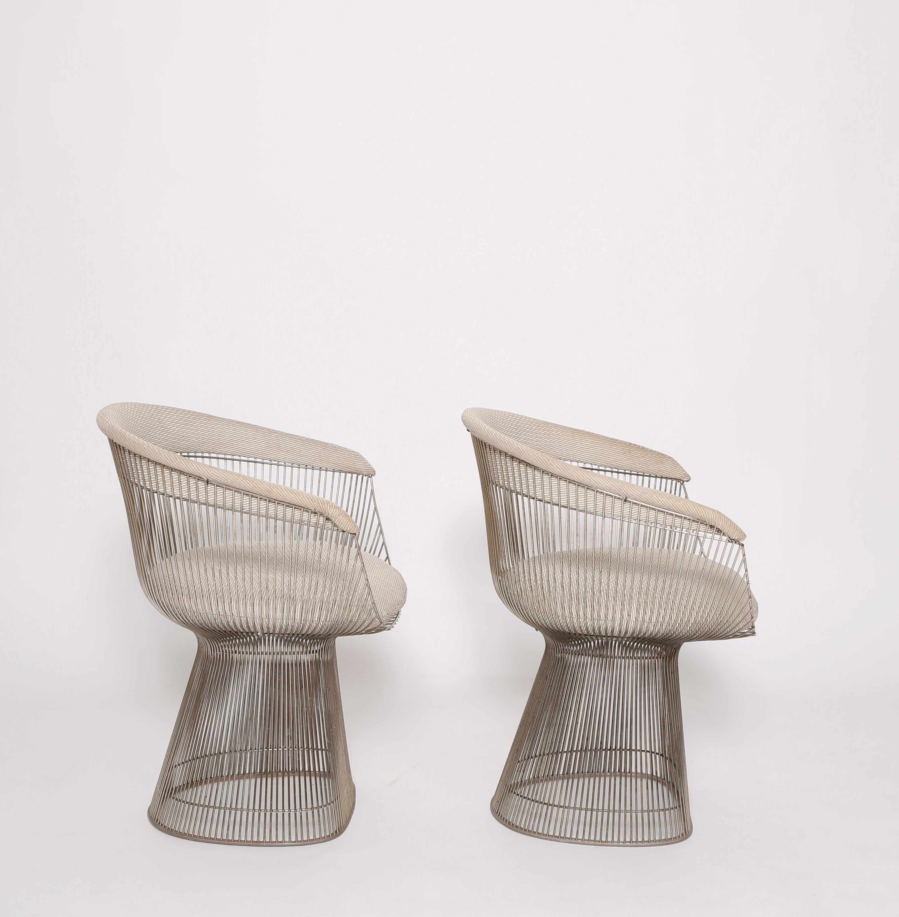 Mid-Century Modern Warren Platner Dining Chairs in Nickel