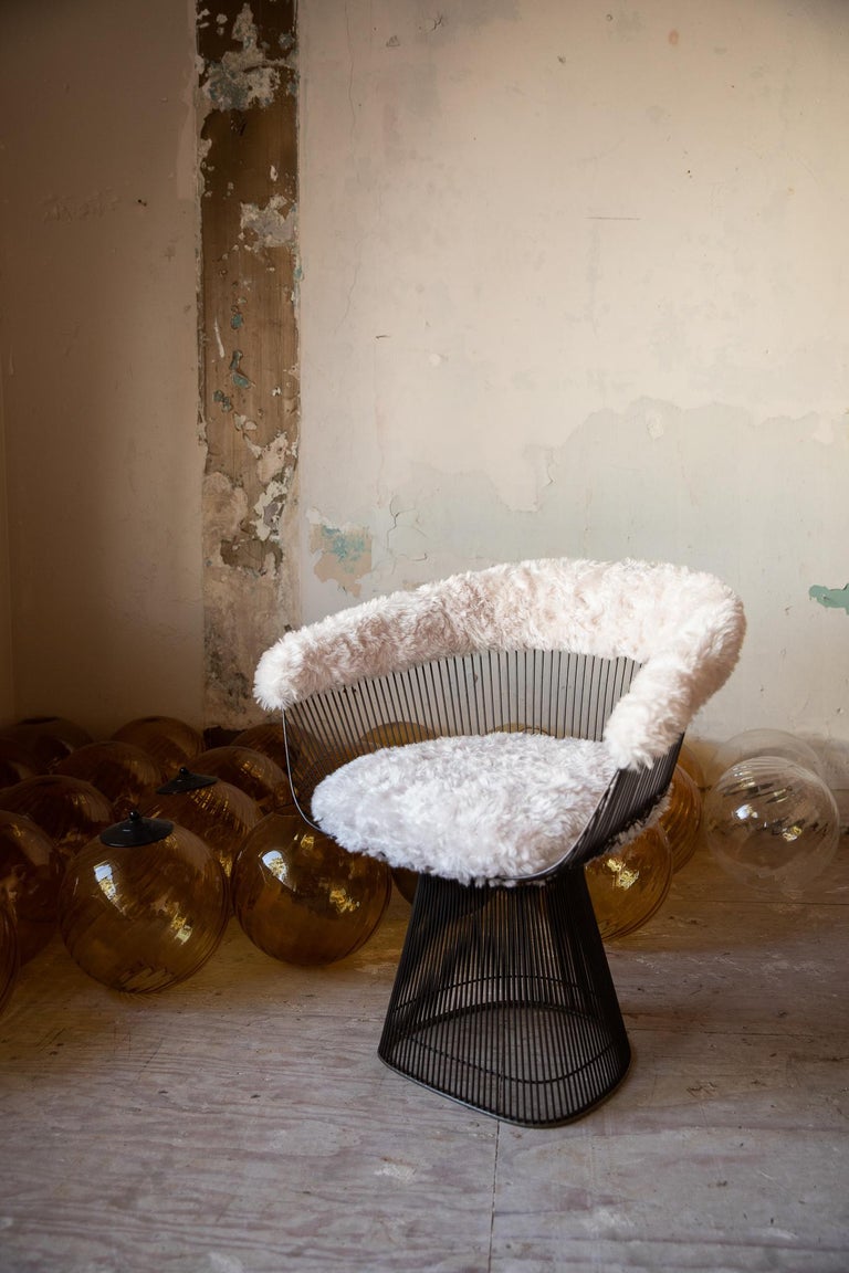 Hand-Crafted Warren Platner Early Bronze Chair in Raf Simons Mohair