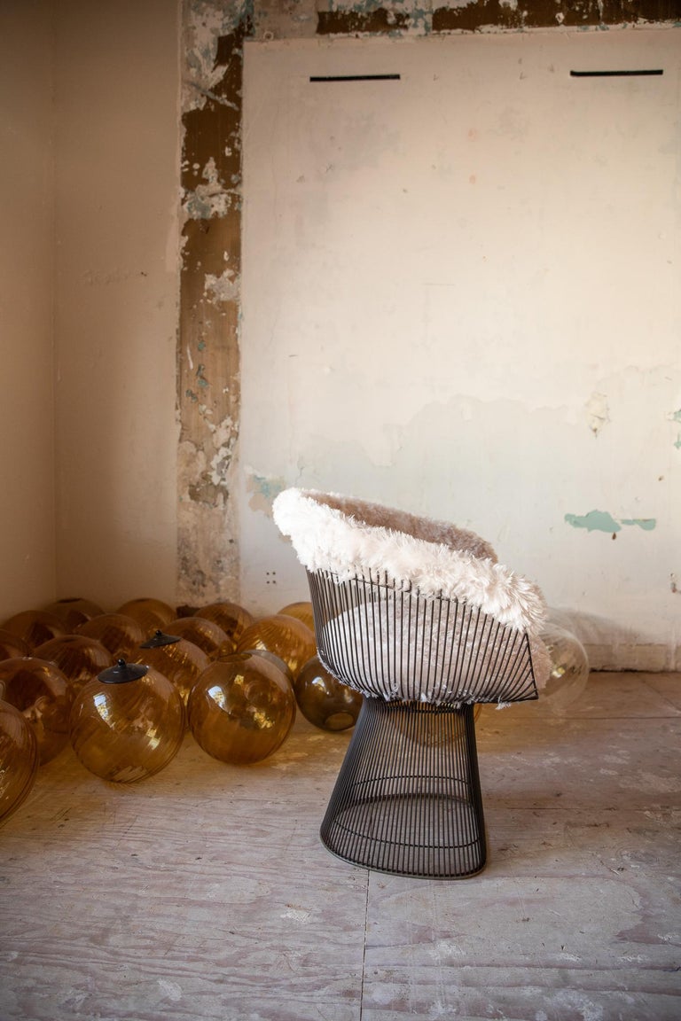 Warren Platner Early Bronze Chair in Raf Simons Mohair In Good Condition In San Diego, CA