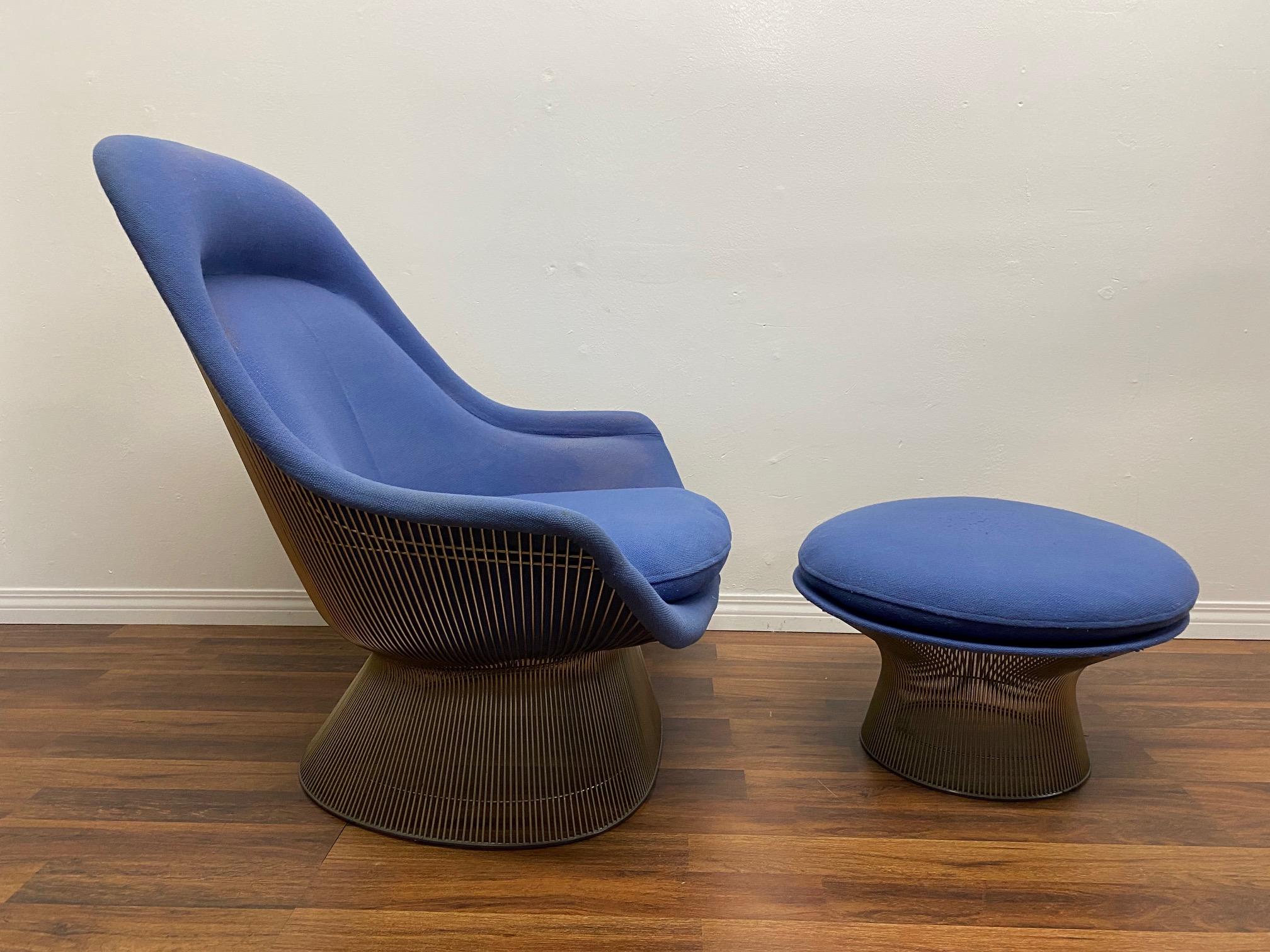 Mid-Century Modern Warren Platner Easy Chair and Ottoman for Knoll