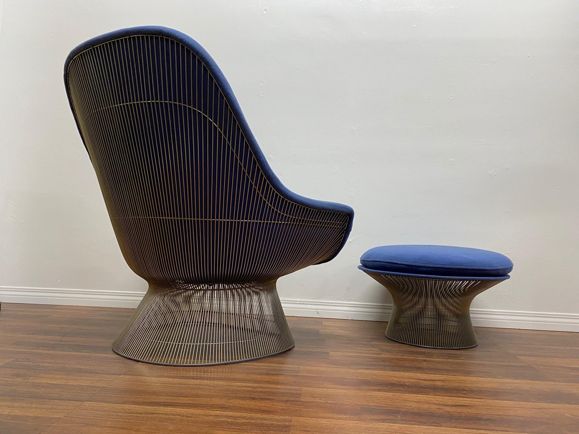 Polished Warren Platner Easy Chair and Ottoman for Knoll