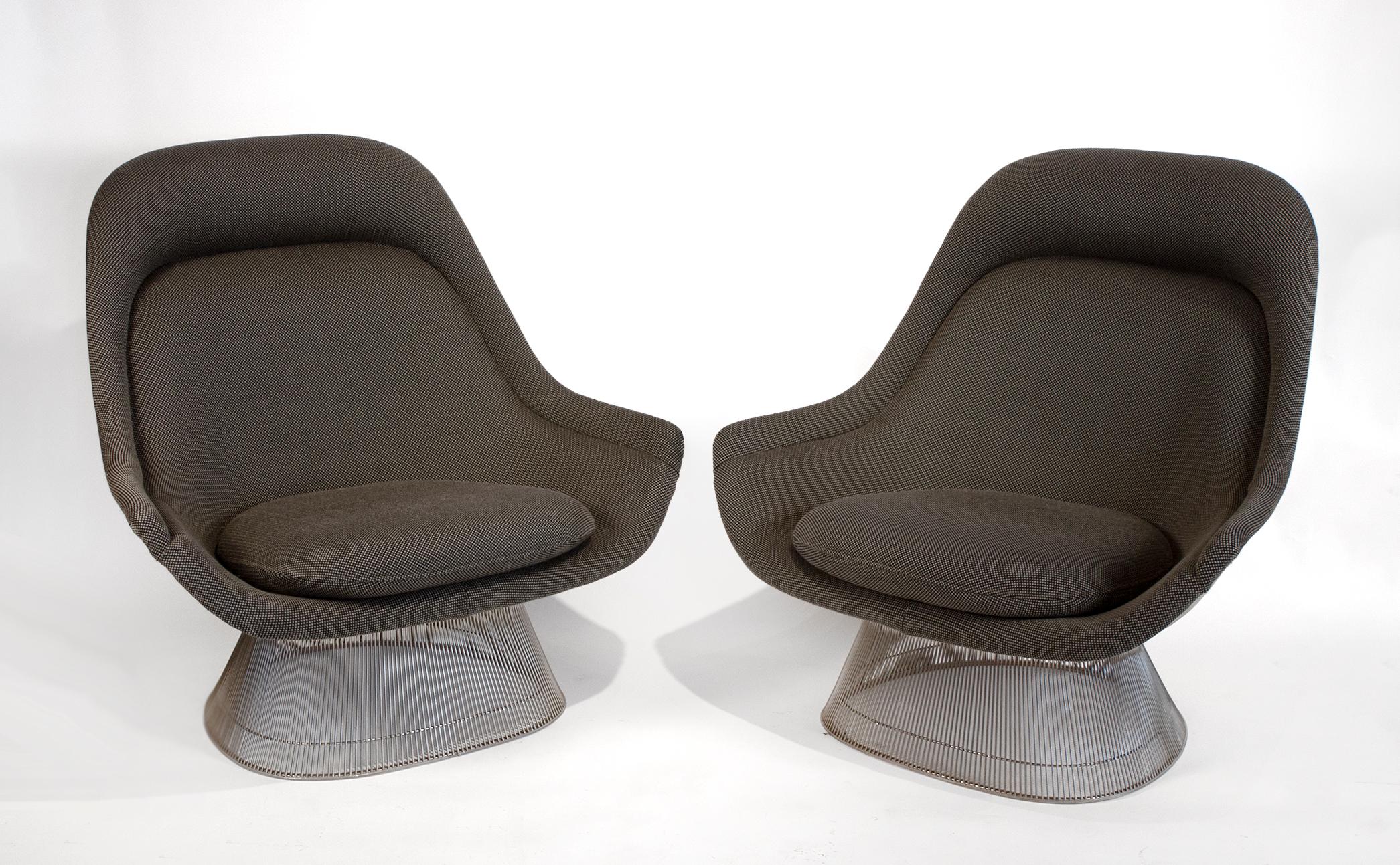 Mid-Century Modern Warren Platner Easy Chair for Knoll in Original Wool High Back Lounge, 1970s