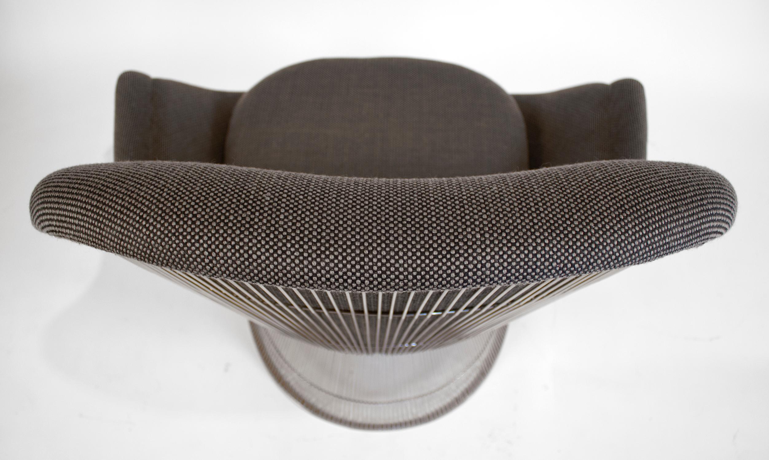 Plated Warren Platner Easy Chair for Knoll in Original Wool High Back Lounge, 1970s