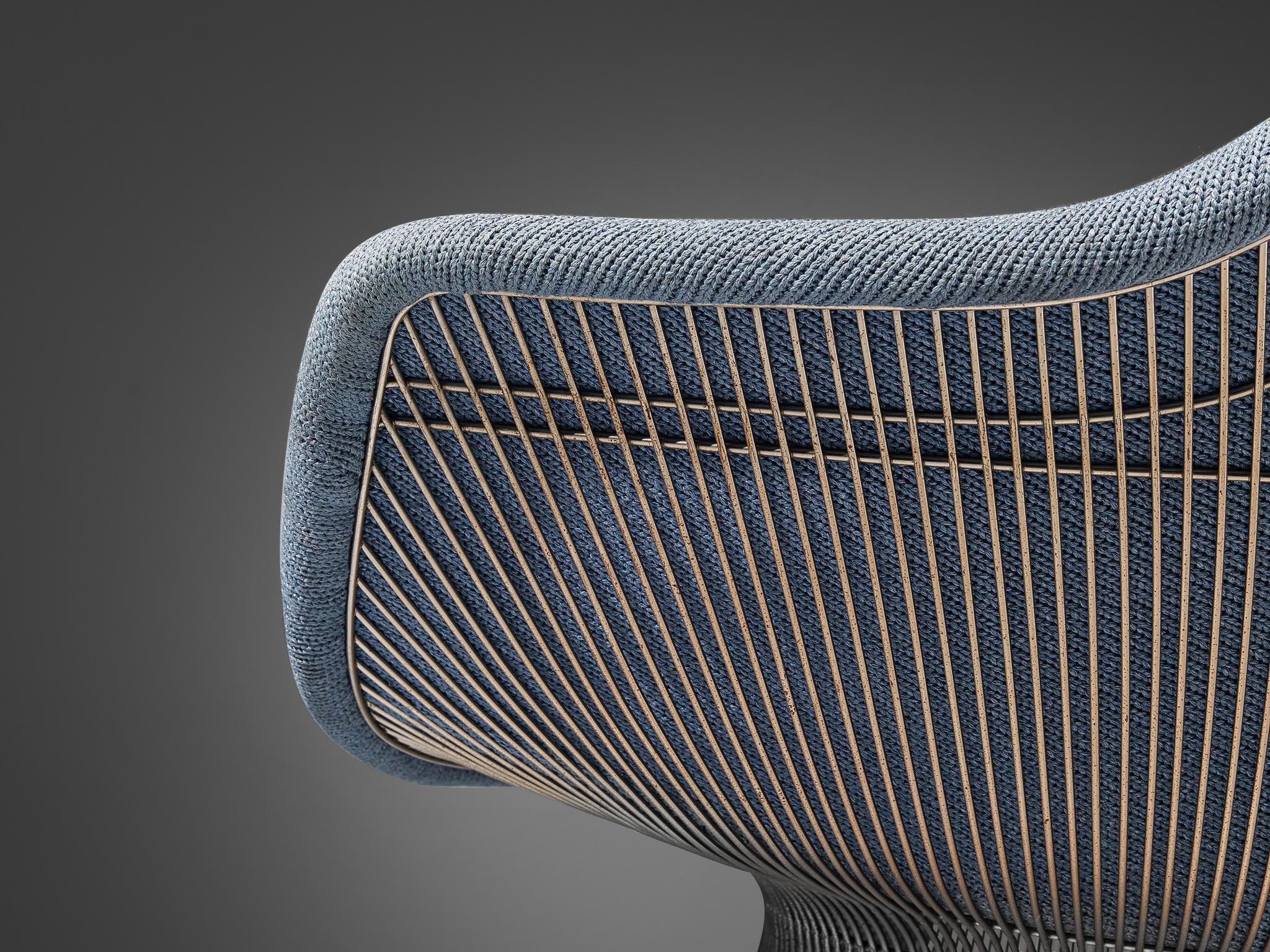 Mid-Century Modern Warren Platner Easy Chair in Baby Blue Upholstery