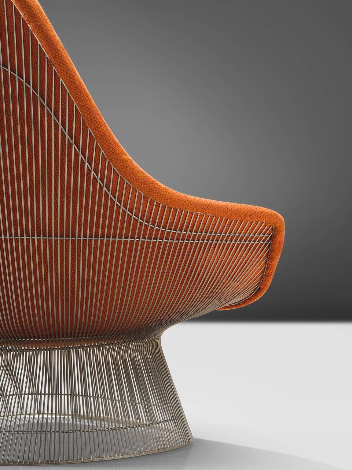 Warren Platner Easy Chair in Original Orange Fabric In Good Condition In Waalwijk, NL