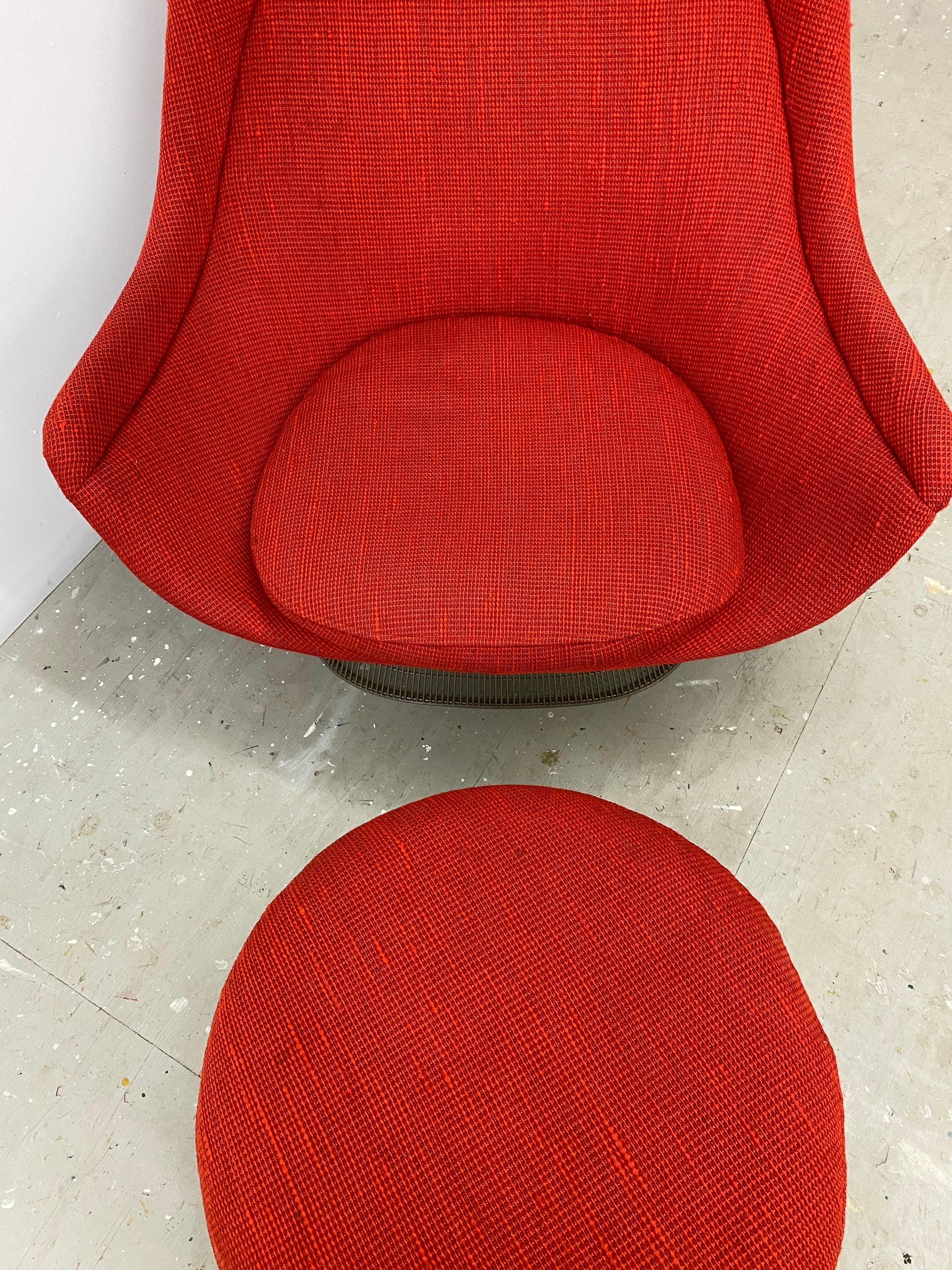 Warren Platner Easy Lounge Chair and Ottoman in Original Cado Red Fabric/ 1970 3