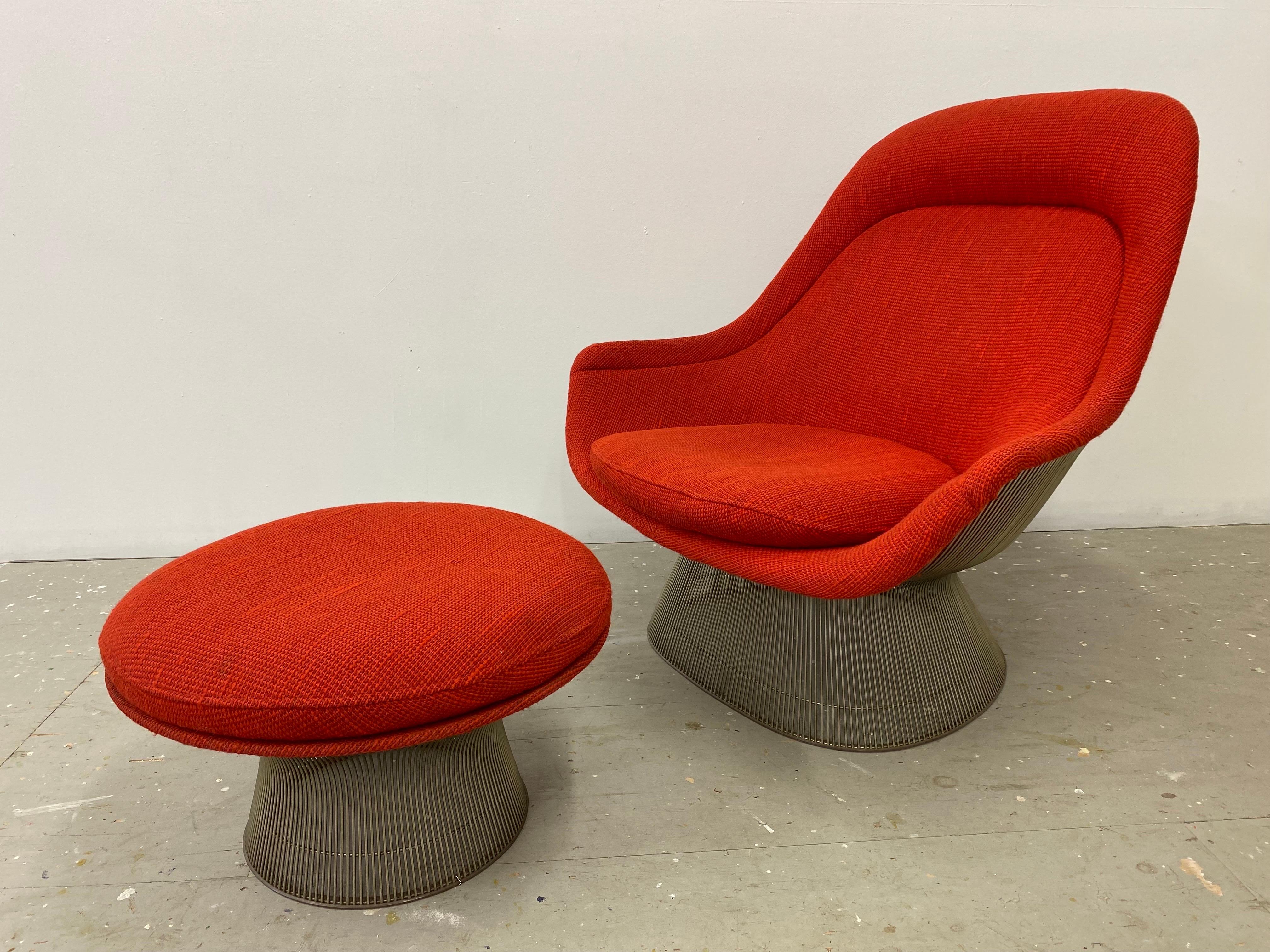 Warren Platner Easy Lounge Chair and Ottoman in Original Cado Red Fabric/ 1970 4