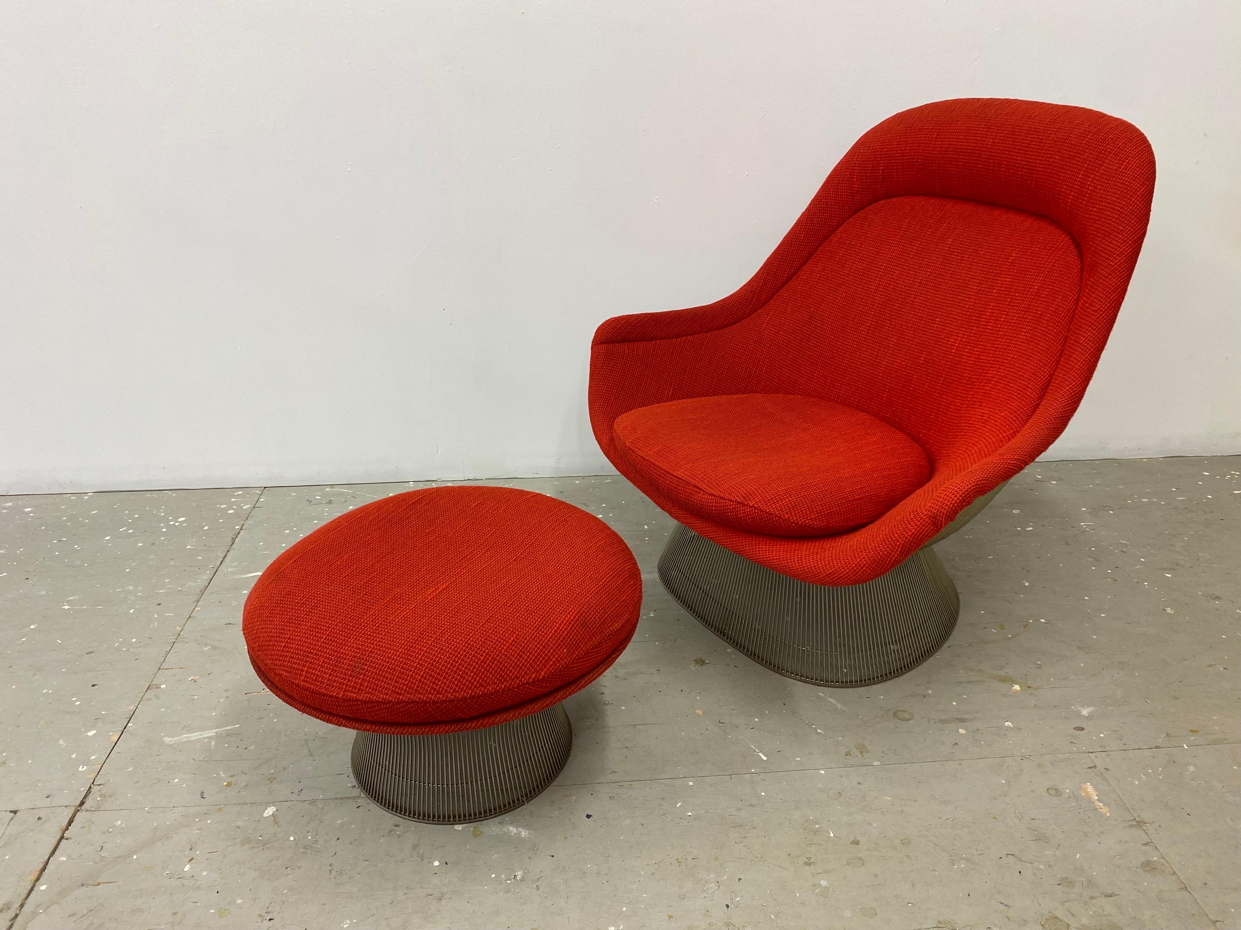 Warren Platner Easy Lounge Chair and Ottoman in Original Cado Red Fabric/ 1970 5