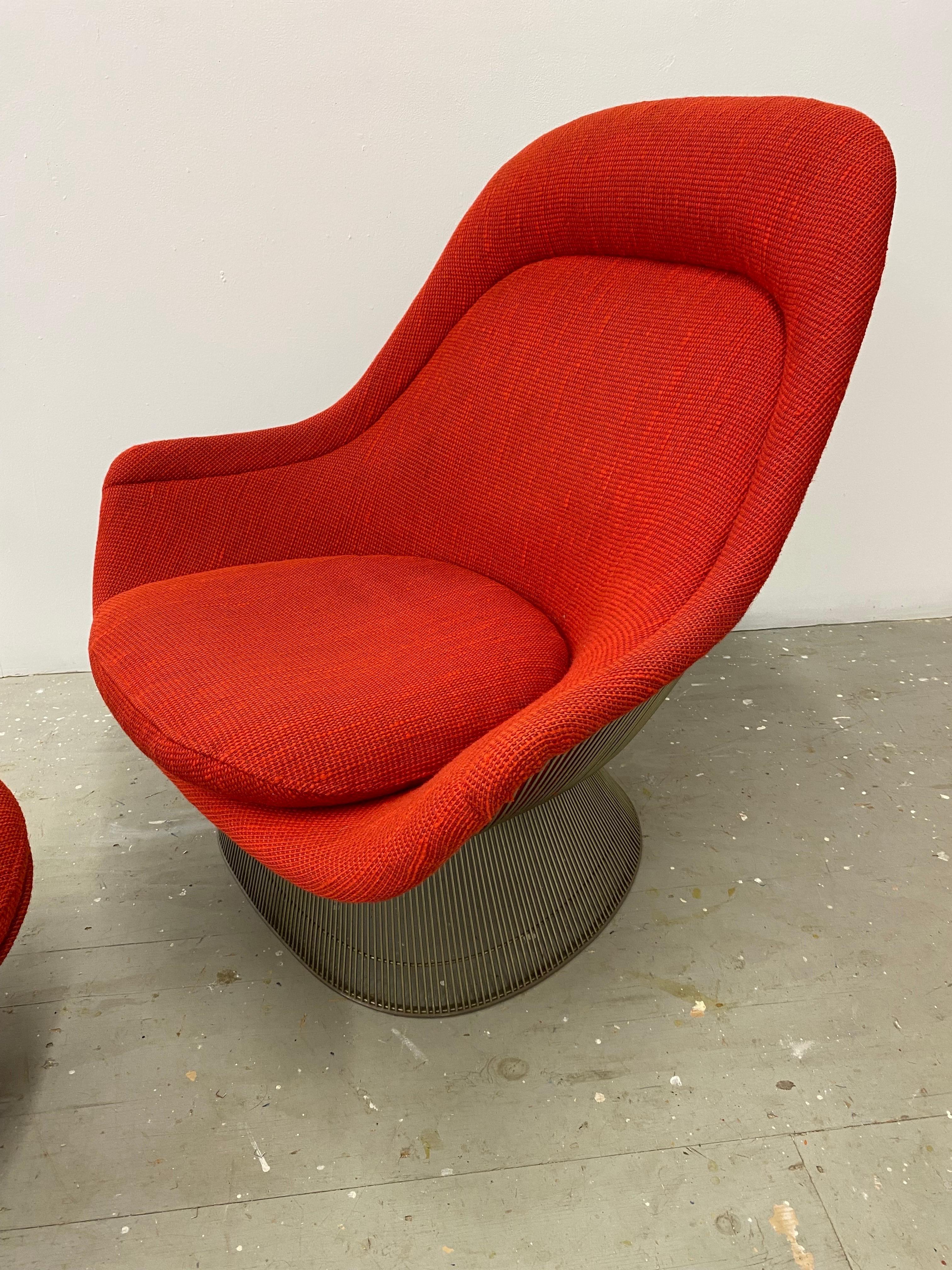 Warren Platner Easy Lounge Chair and Ottoman in Original Cado Red Fabric/ 1970 2