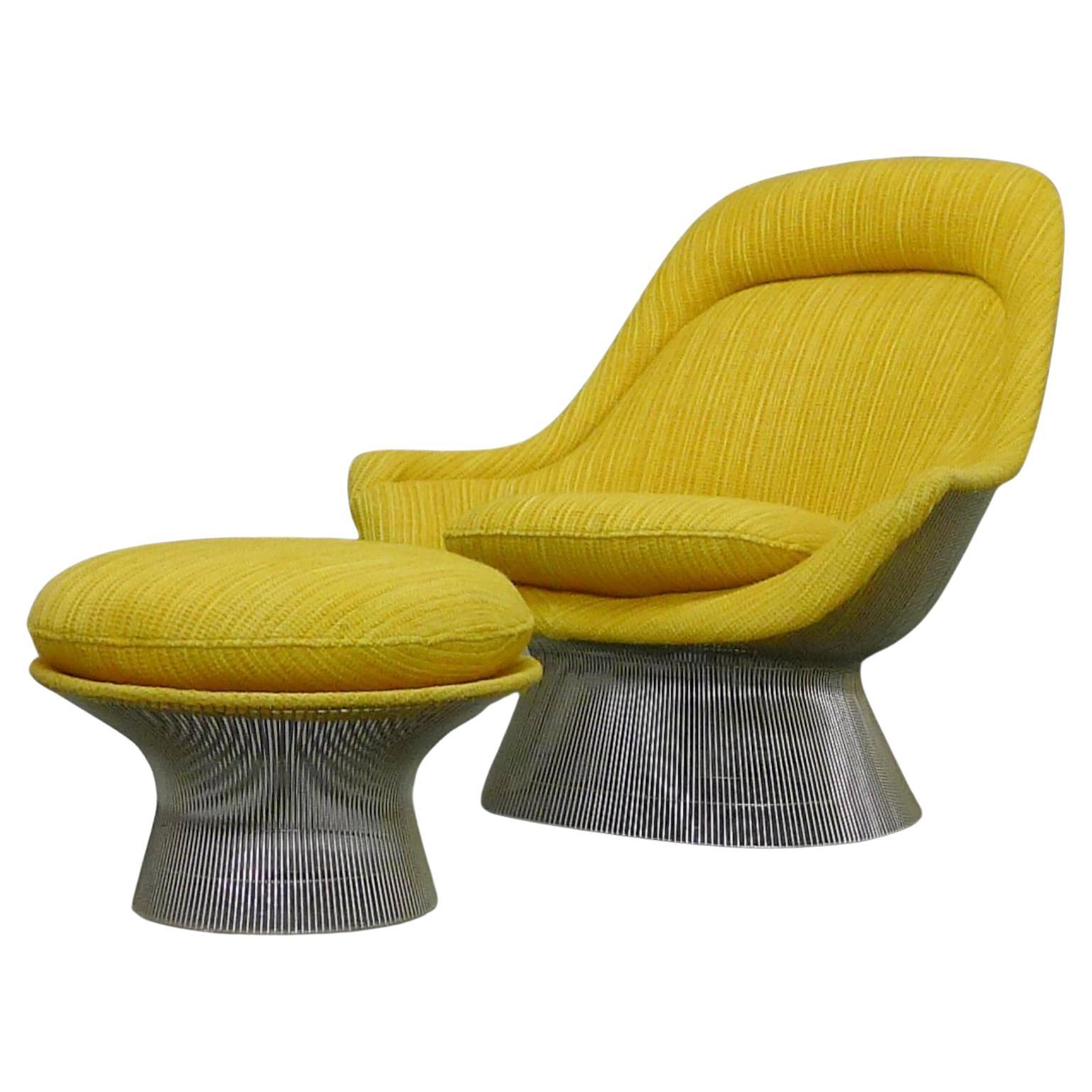 Fauteuil de salon et pouf Warren Platner, Knoll Intl, exemple original de 1972