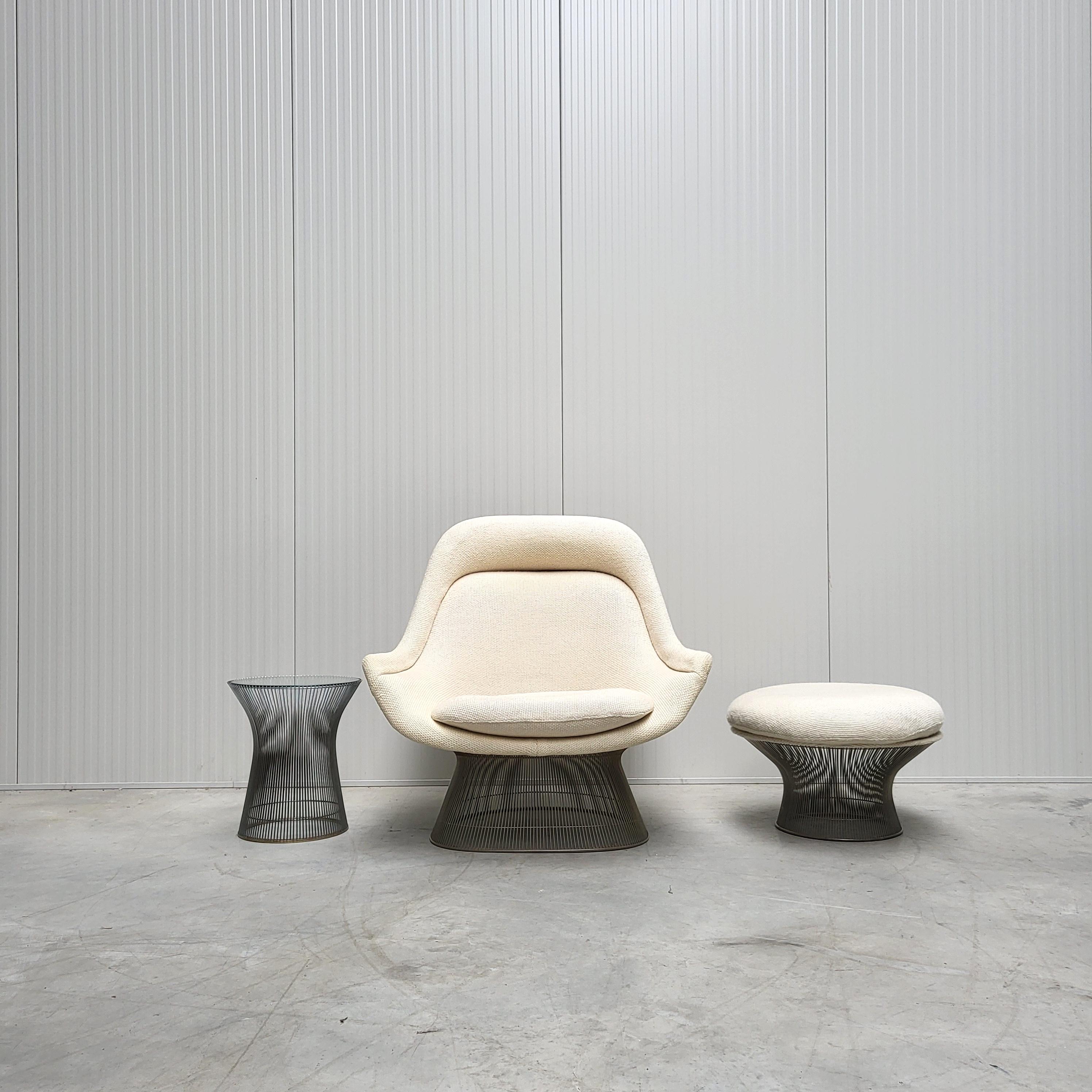 Warren Platner Easy Lounge Chair & Ottoman for Knoll Cato Natural, 1980s In Good Condition In Aachen, NW